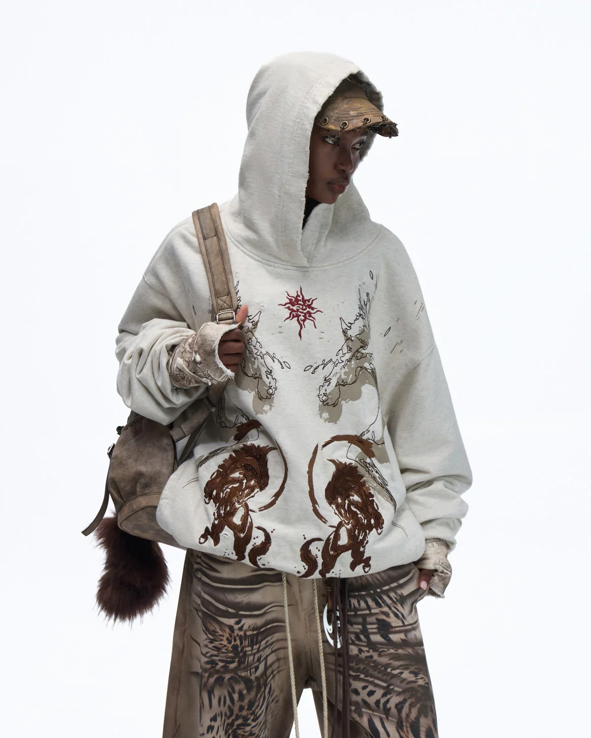 Personsoul Horse Print & Sun Totem Hoodie - Image 2