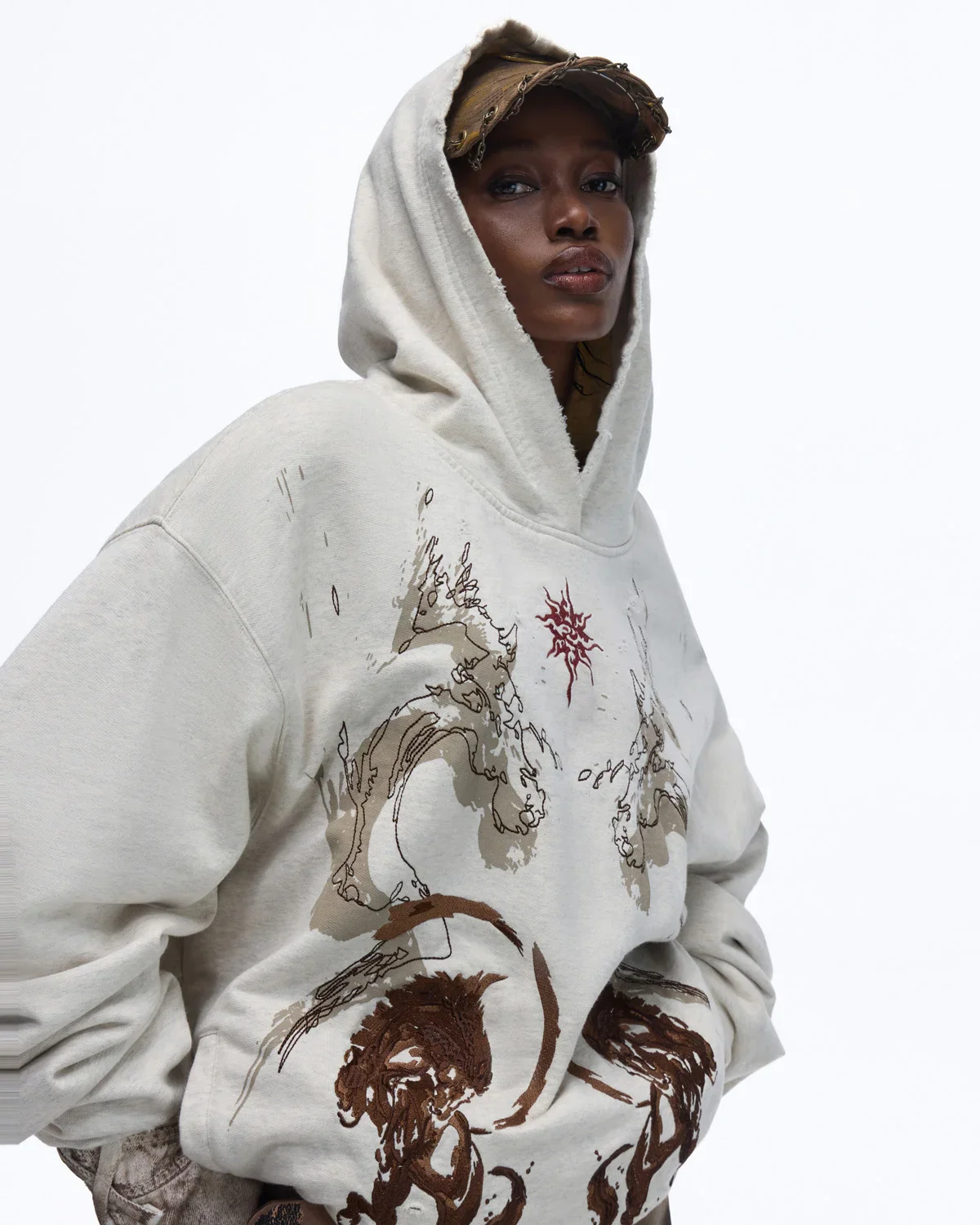 Personsoul Horse Print & Sun Totem Hoodie - Image 3