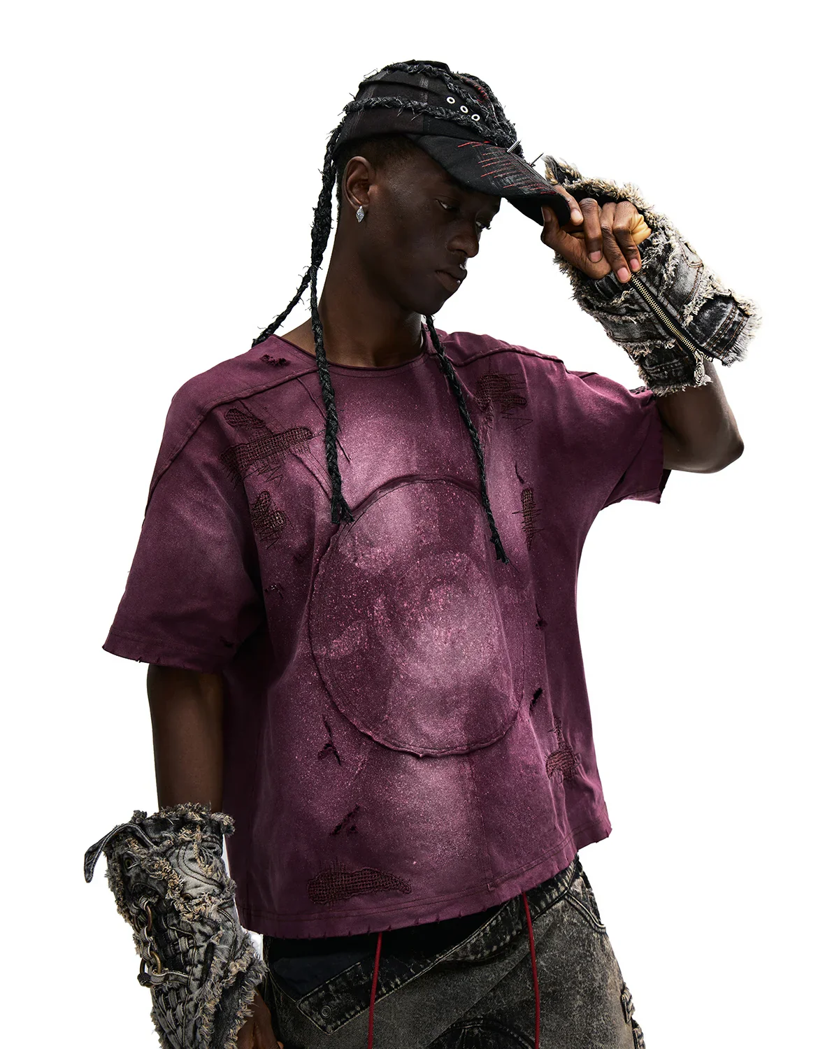 Personsoul Laser-Distressed Sun Totem T-Shirt - Image 5