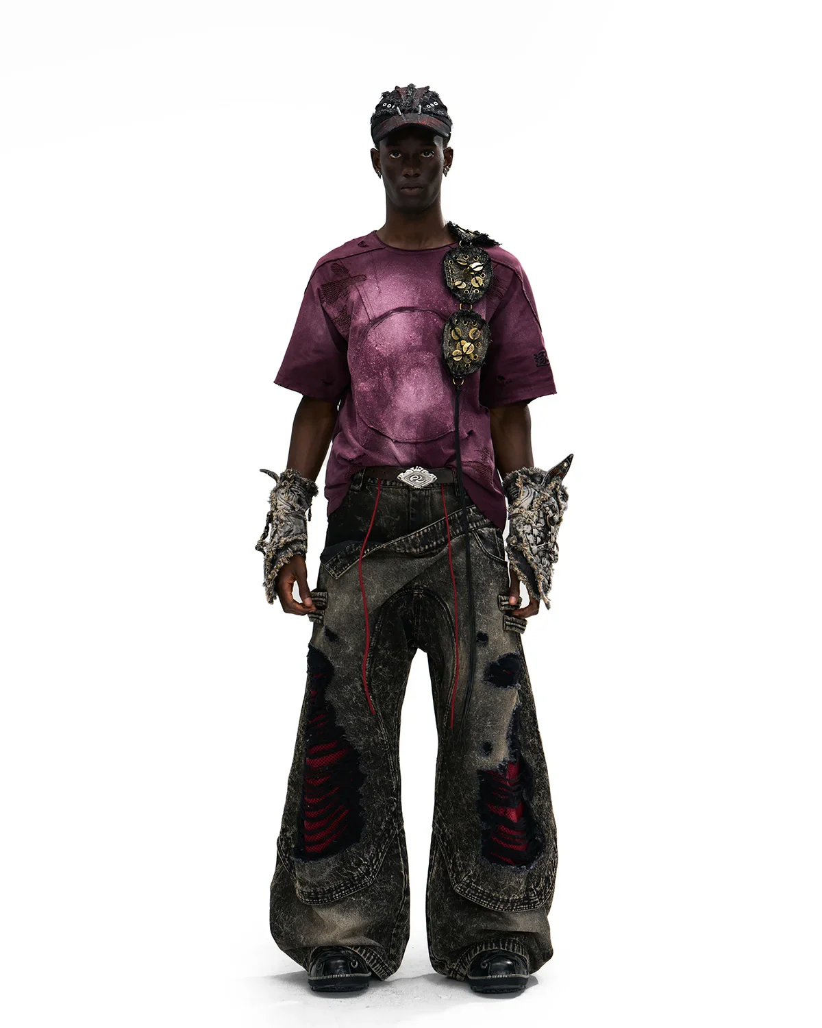 Personsoul Laser-Distressed Sun Totem T-Shirt - Image 8