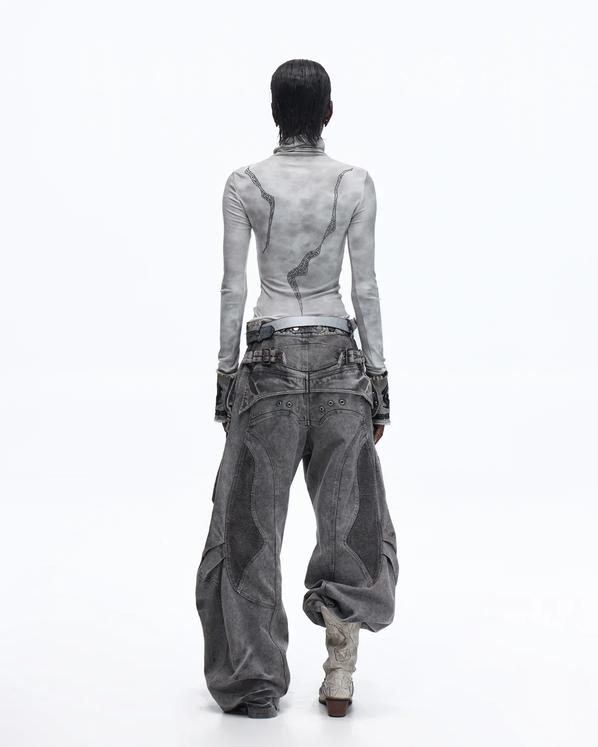 Personsoul Mock Double-Waist Wide-Leg Cargo Pants - Image 11