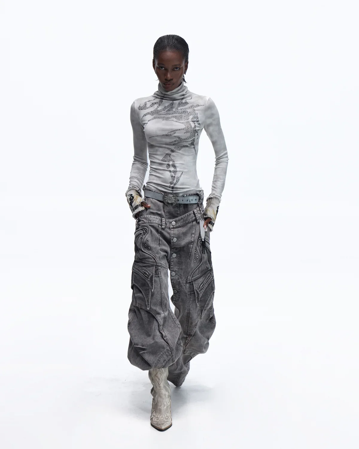 Personsoul Mock Double-Waist Wide-Leg Cargo Pants - Image 14