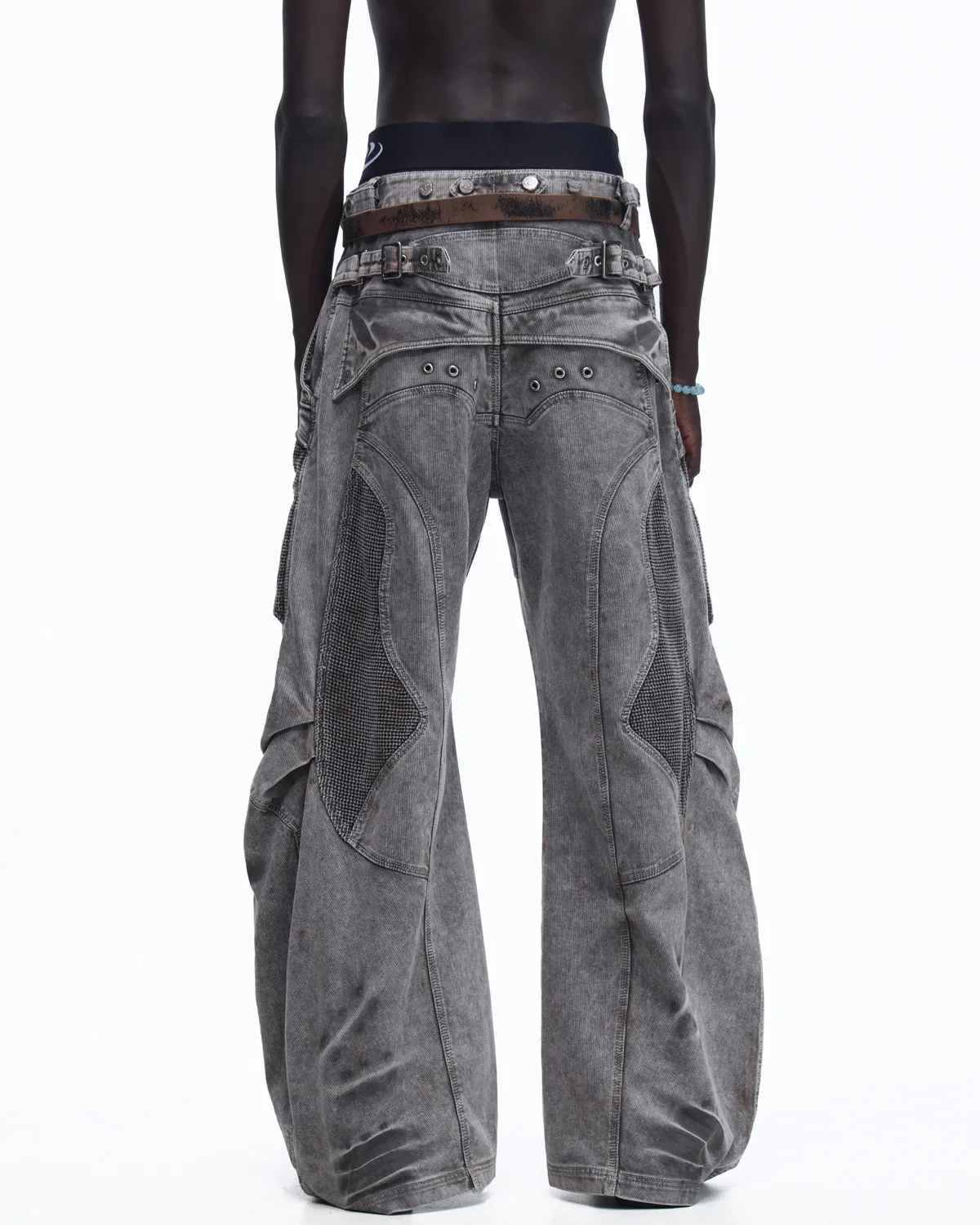 Personsoul Mock Double-Waist Wide-Leg Cargo Pants - Image 3