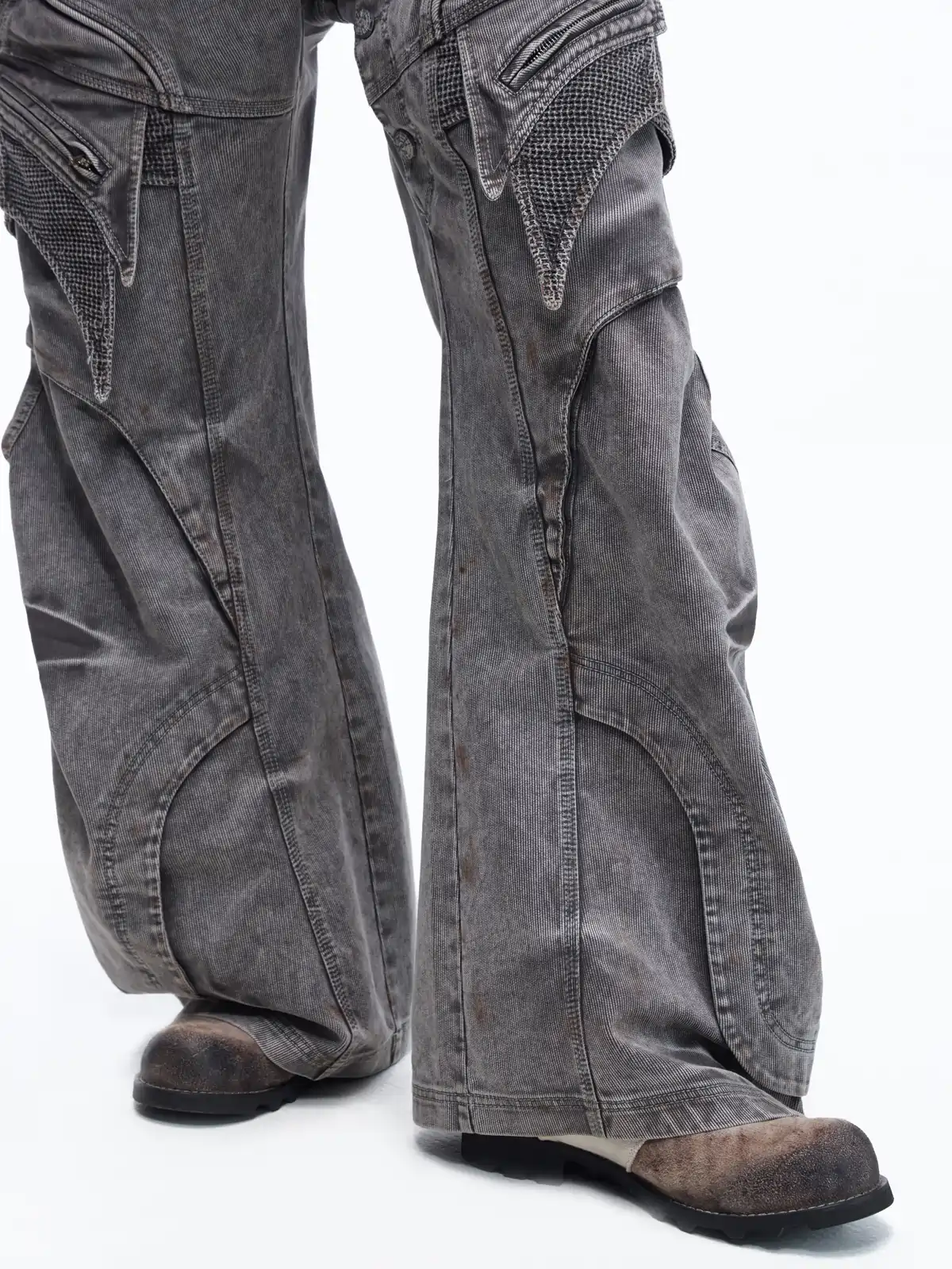 Personsoul Mock Double-Waist Wide-Leg Cargo Pants - Image 7
