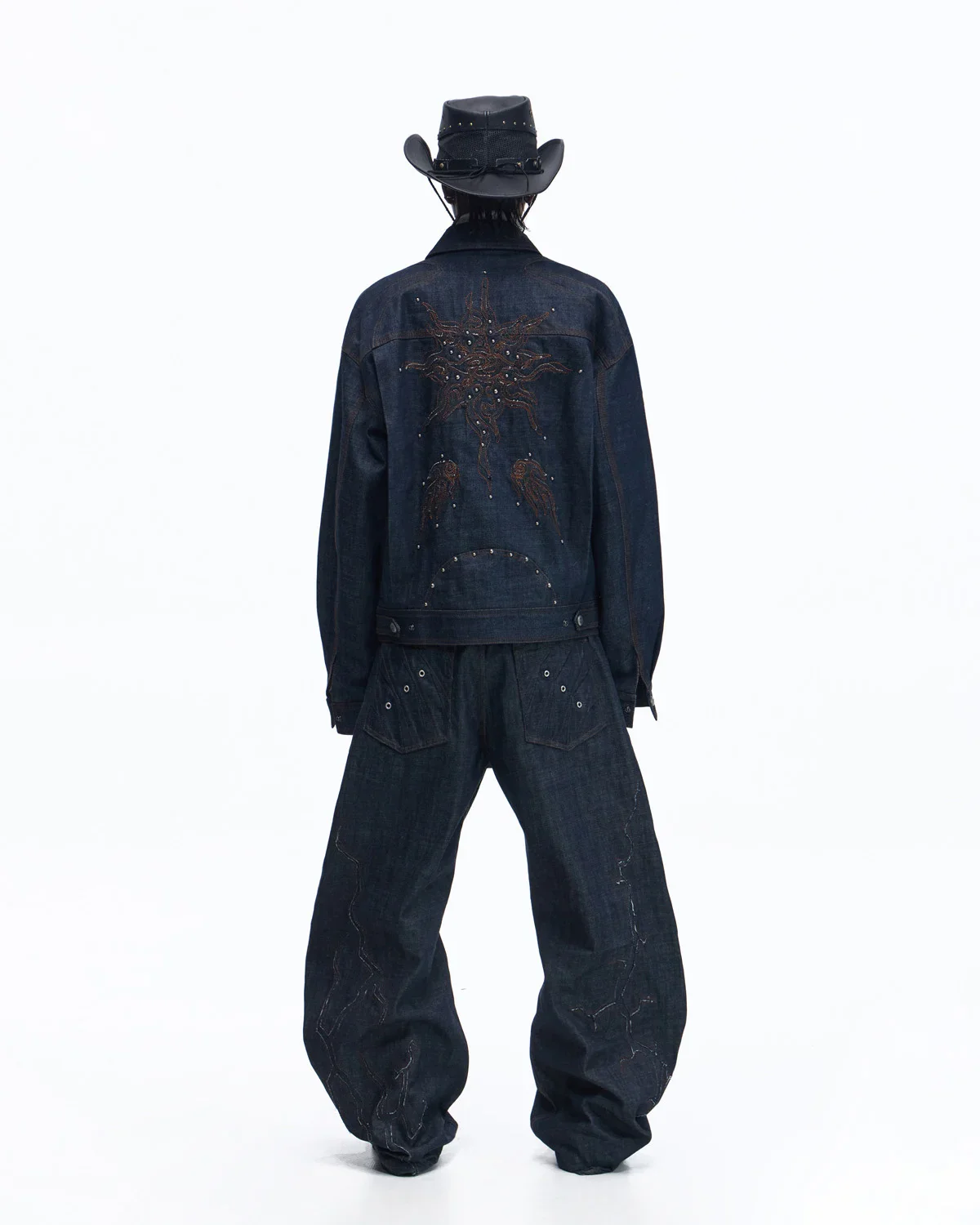 Personsoul Raw Denim Patch Embroidered Jacket - Image 8