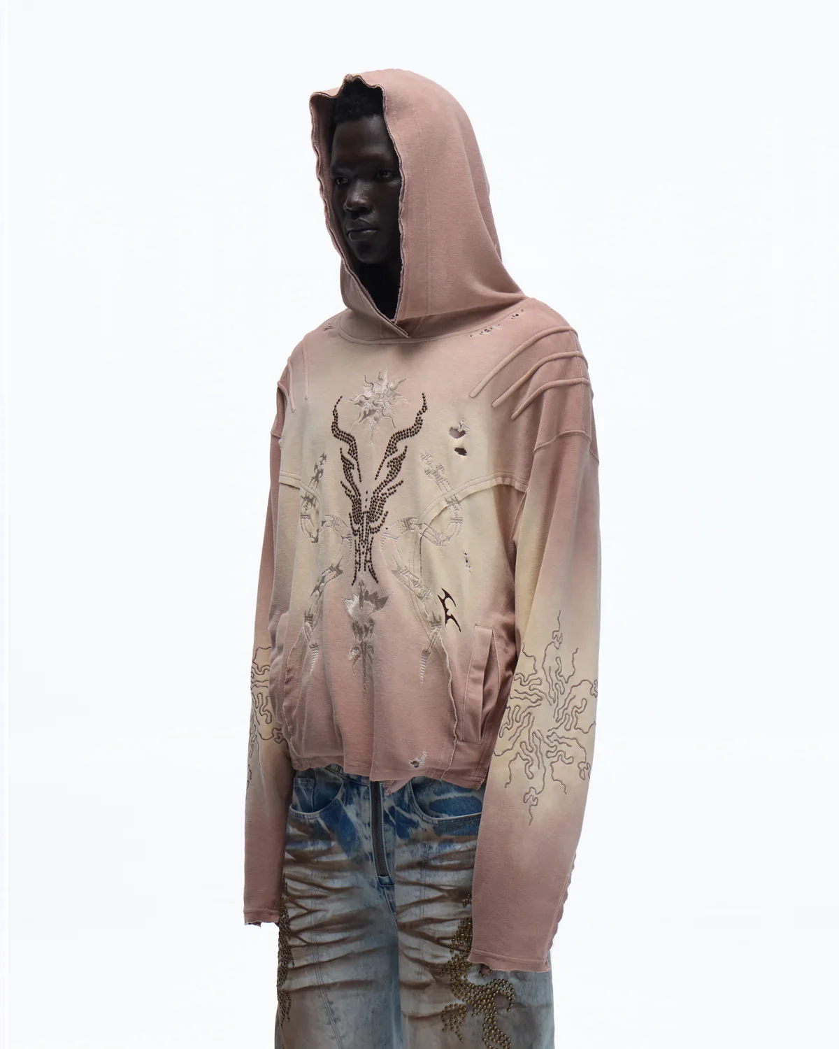 Personsoul Rhinestone Embroidered Hoodie - Image 2