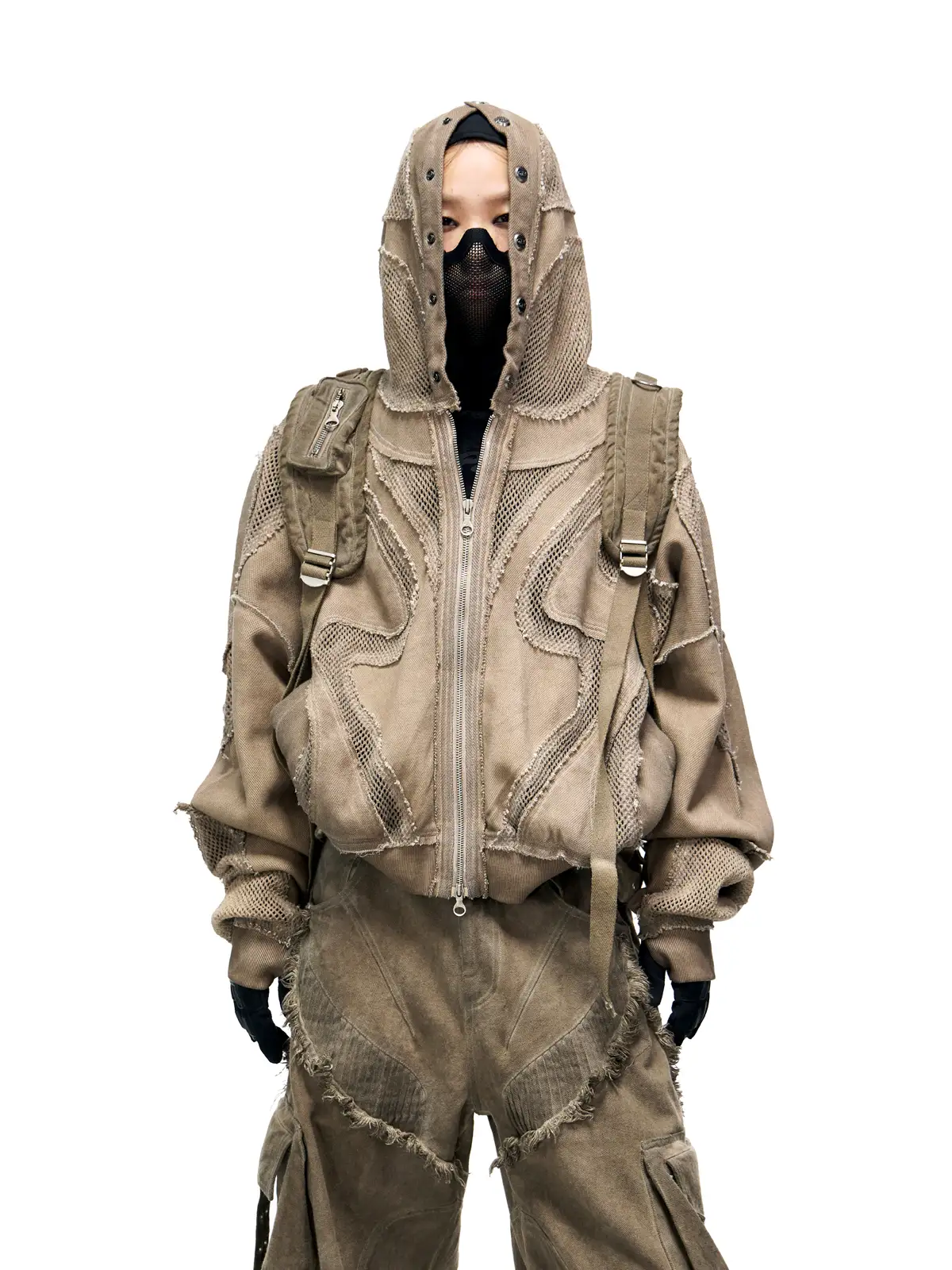 Personsoul Sand Dirty Dye Zip-Up Hoodie - Image 14