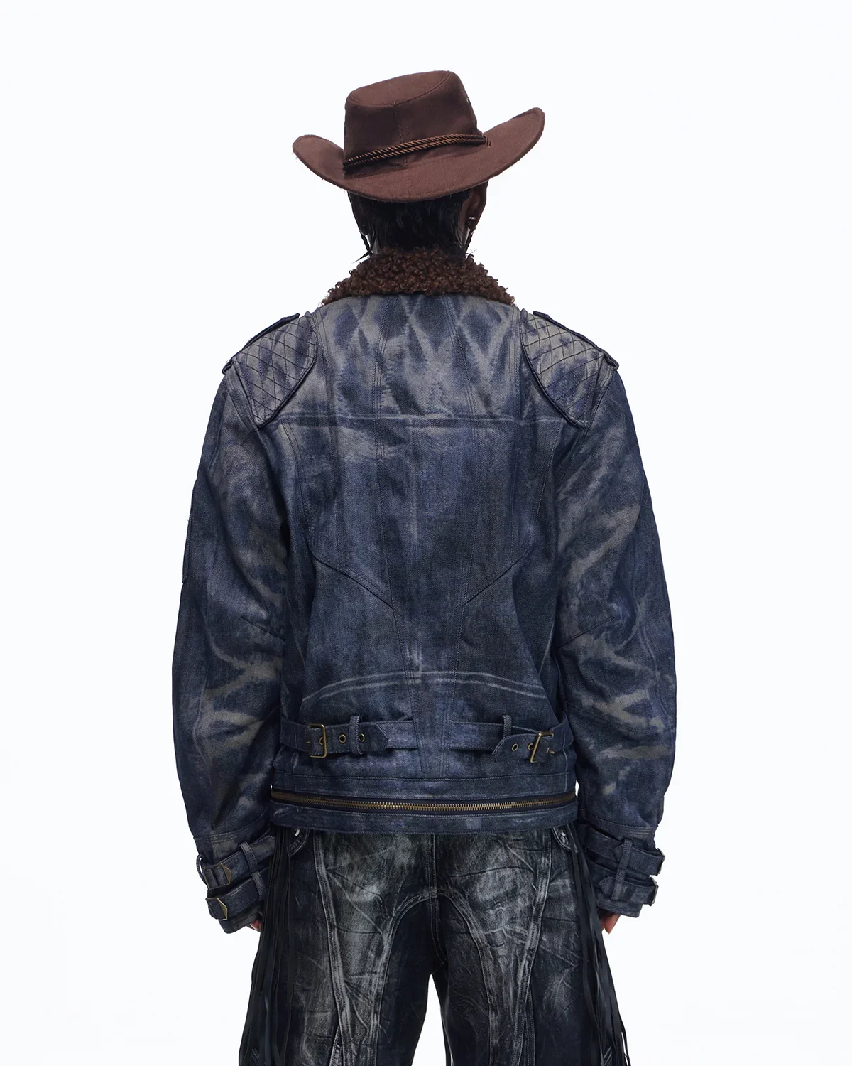 Personsoul Sherpa Lined Raw Denim Jacket - Image 3