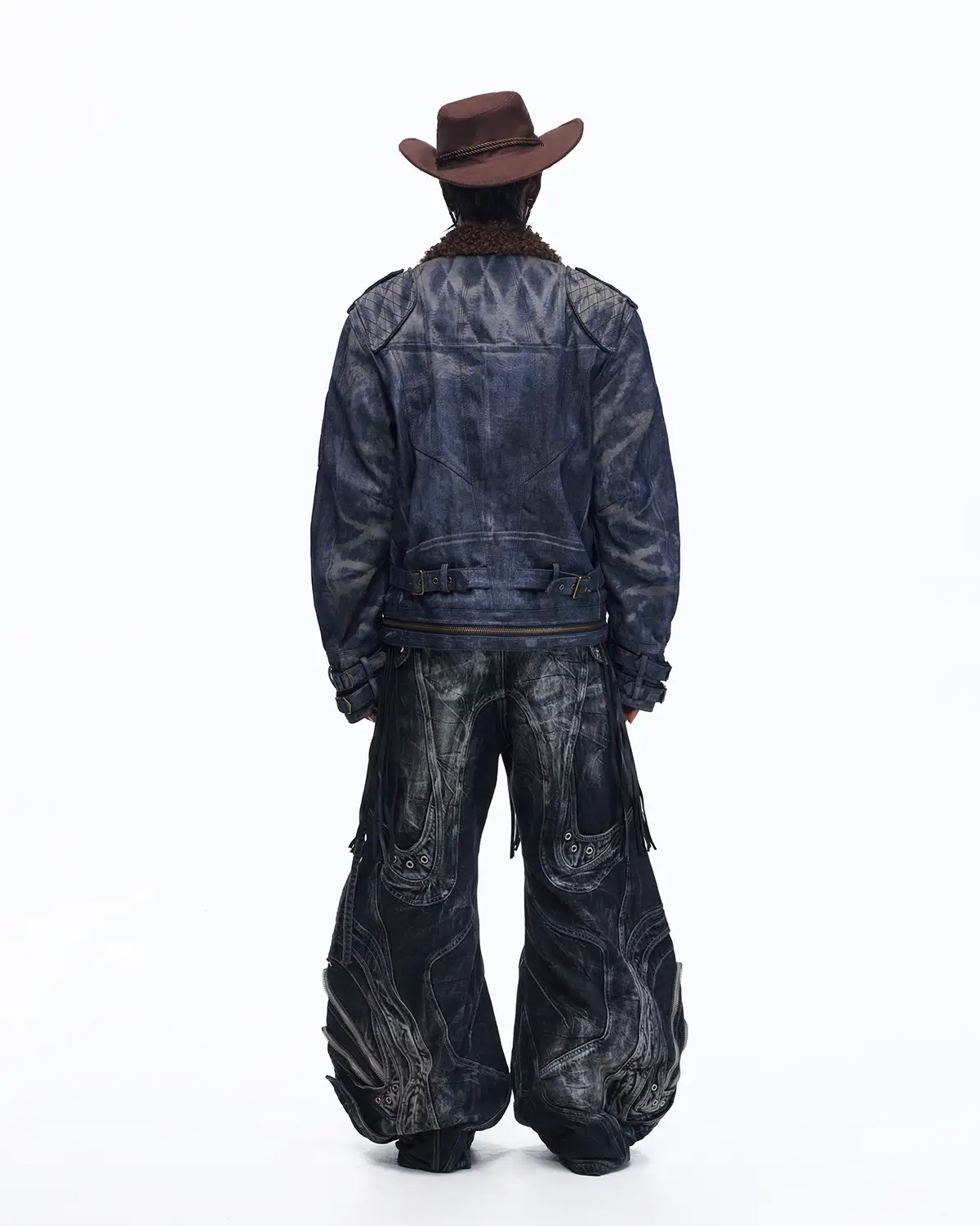 Personsoul Sherpa Lined Raw Denim Jacket - Image 9