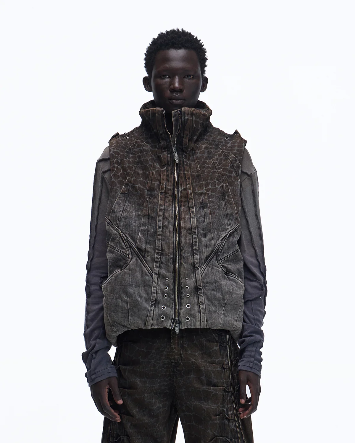 Personsoul Slub Denim Laser-Croc Vest