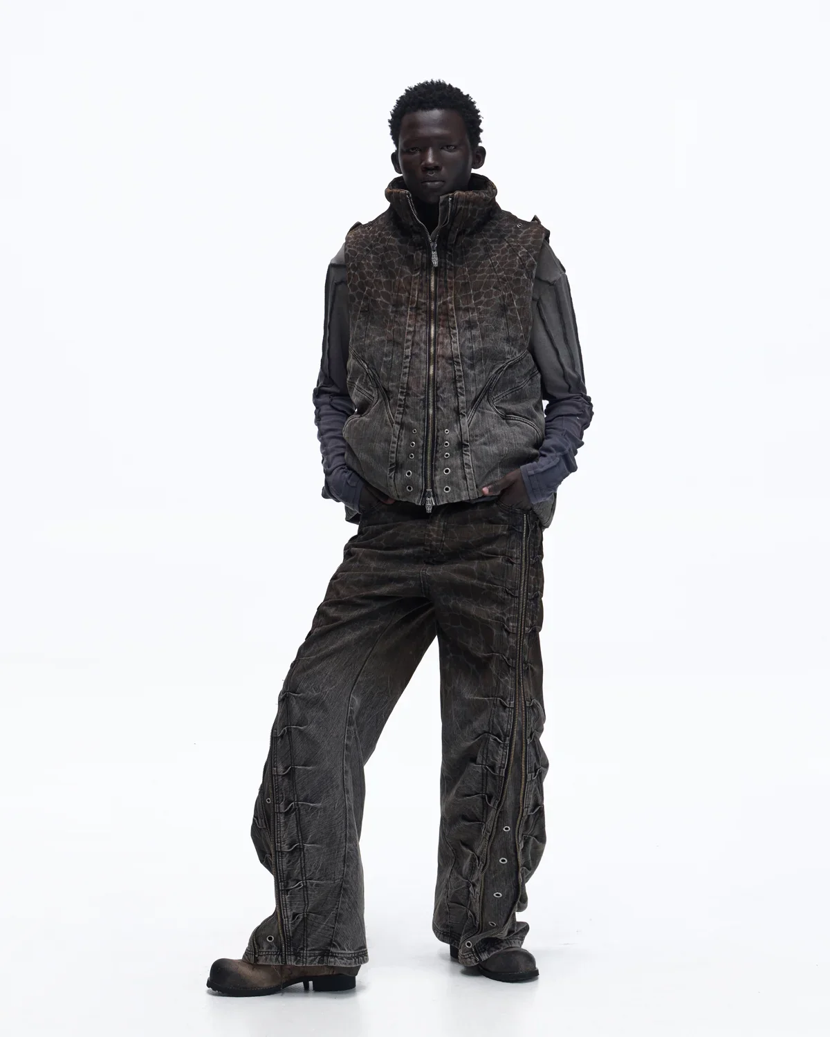 Personsoul Slub Denim Laser-Croc Vest - Image 11