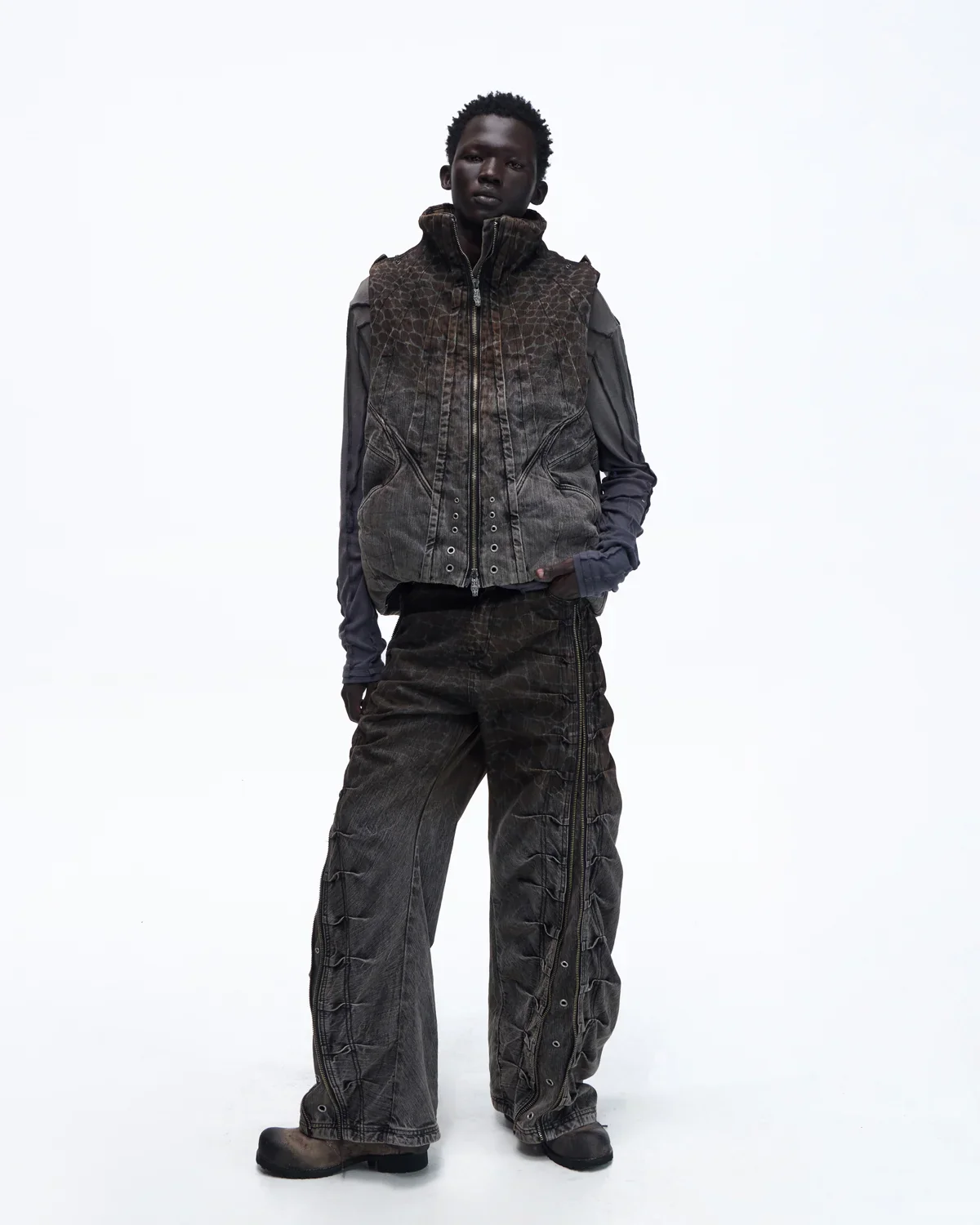 Personsoul Slub Denim Laser-Croc Vest - Image 12