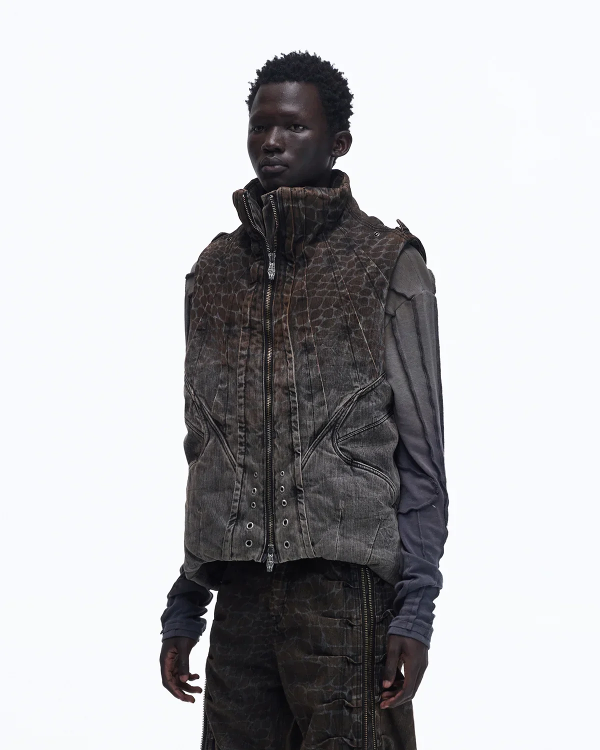 Personsoul Slub Denim Laser-Croc Vest - Image 2