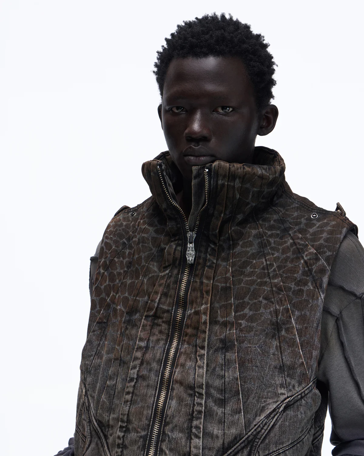 Personsoul Slub Denim Laser-Croc Vest - Image 4
