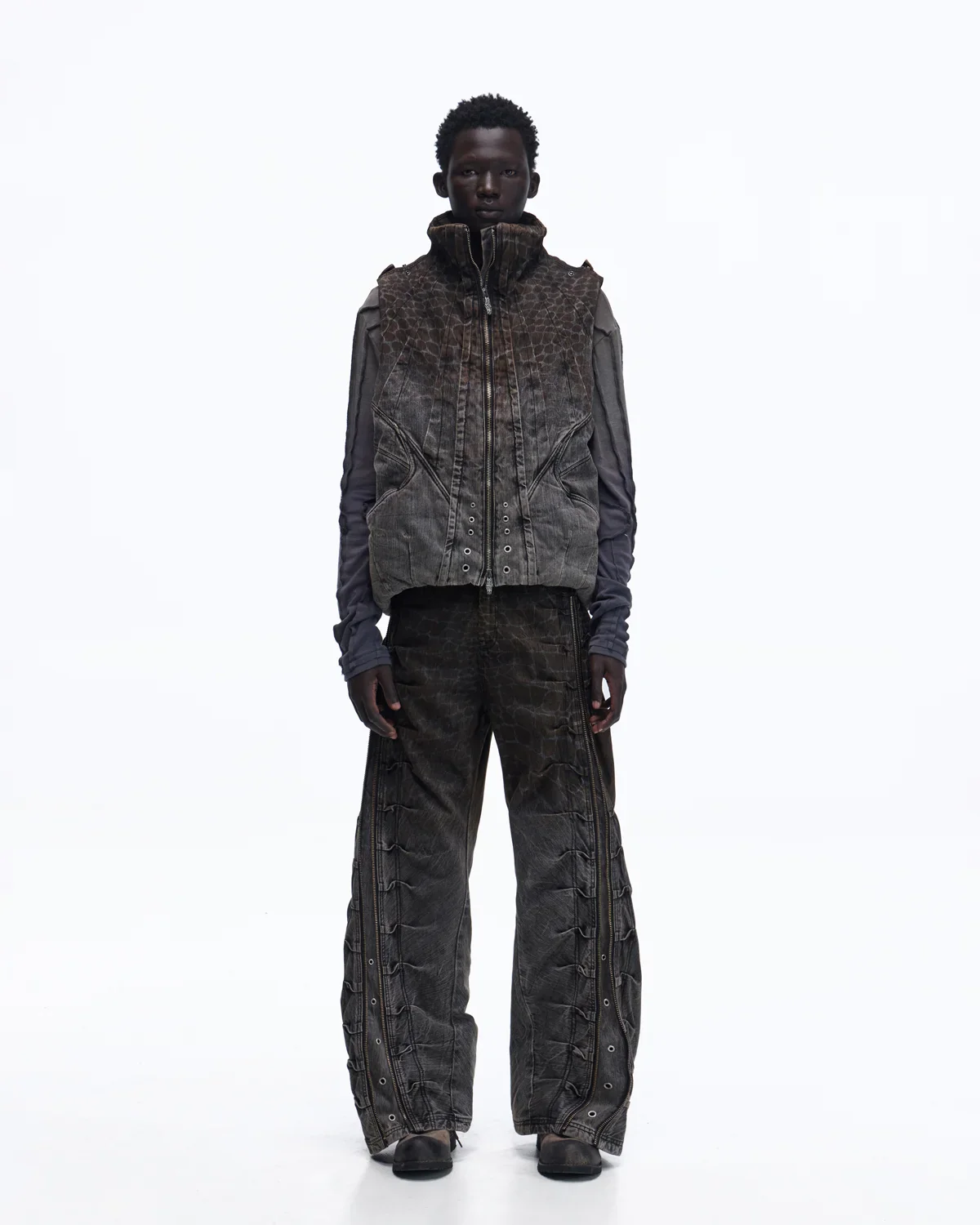 Personsoul Slub Denim Laser-Croc Vest - Image 7
