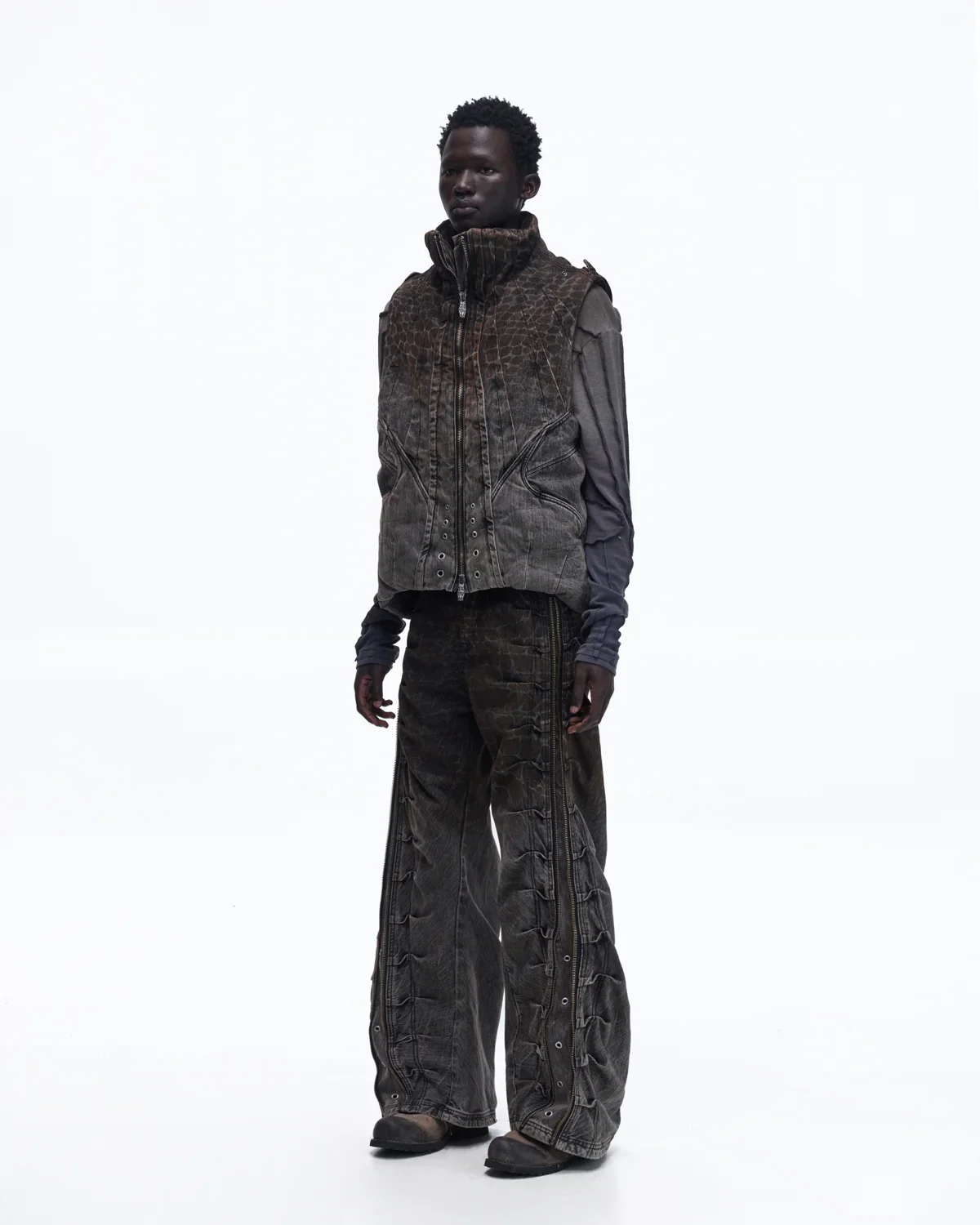 Personsoul Slub Denim Laser-Croc Vest - Image 8