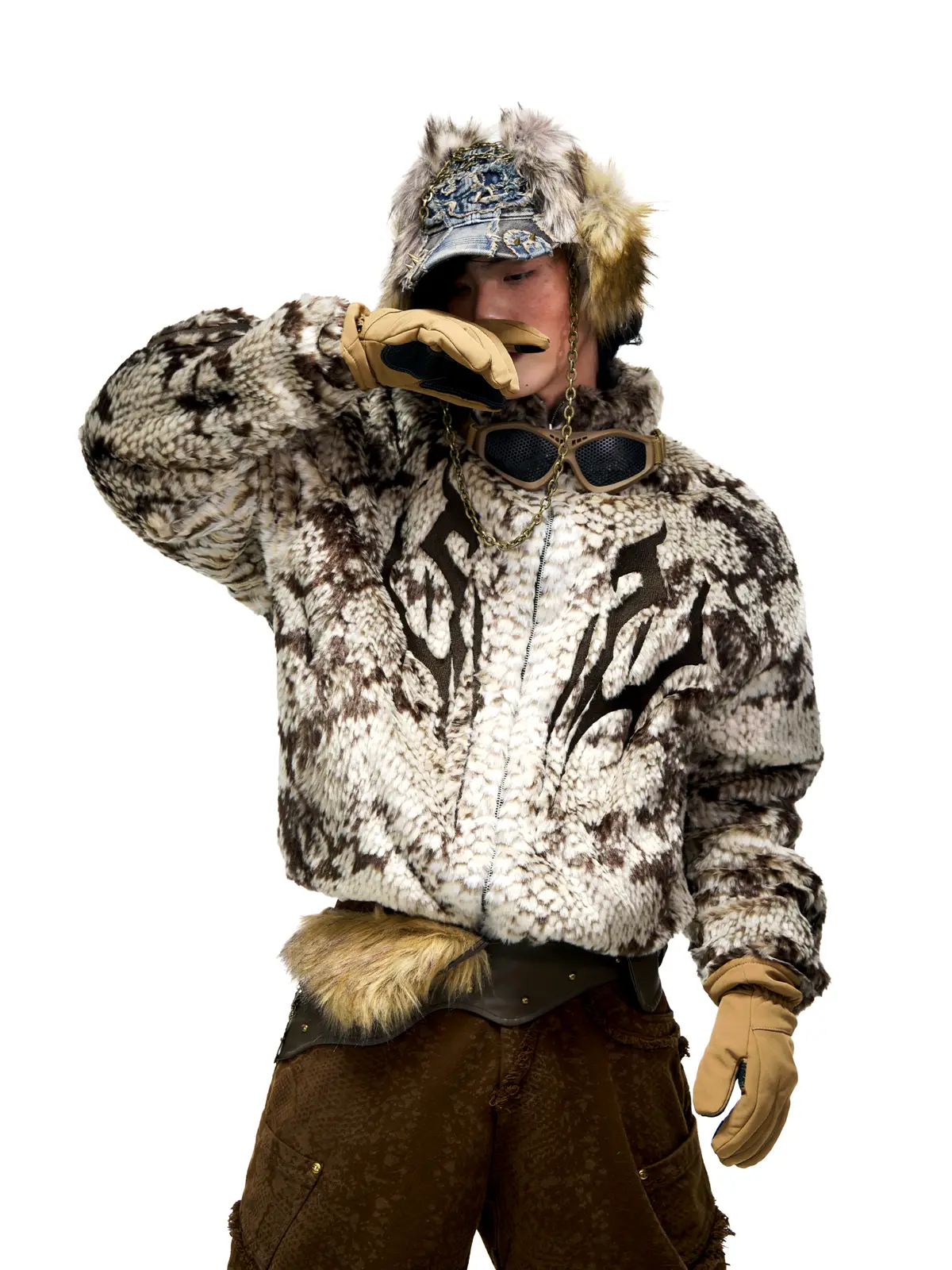 Personsoul Snake Print Faux Fur Jacket - Image 10