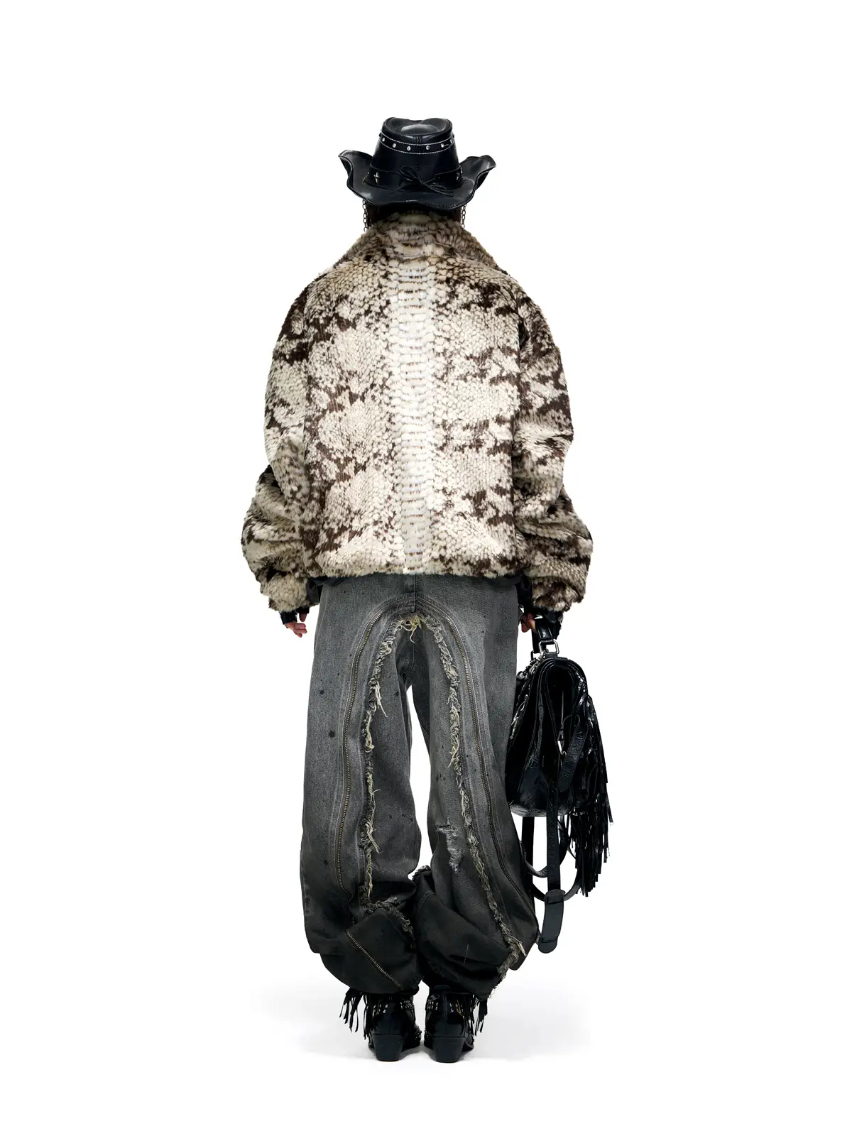 Personsoul Snake Print Faux Fur Jacket - Image 14