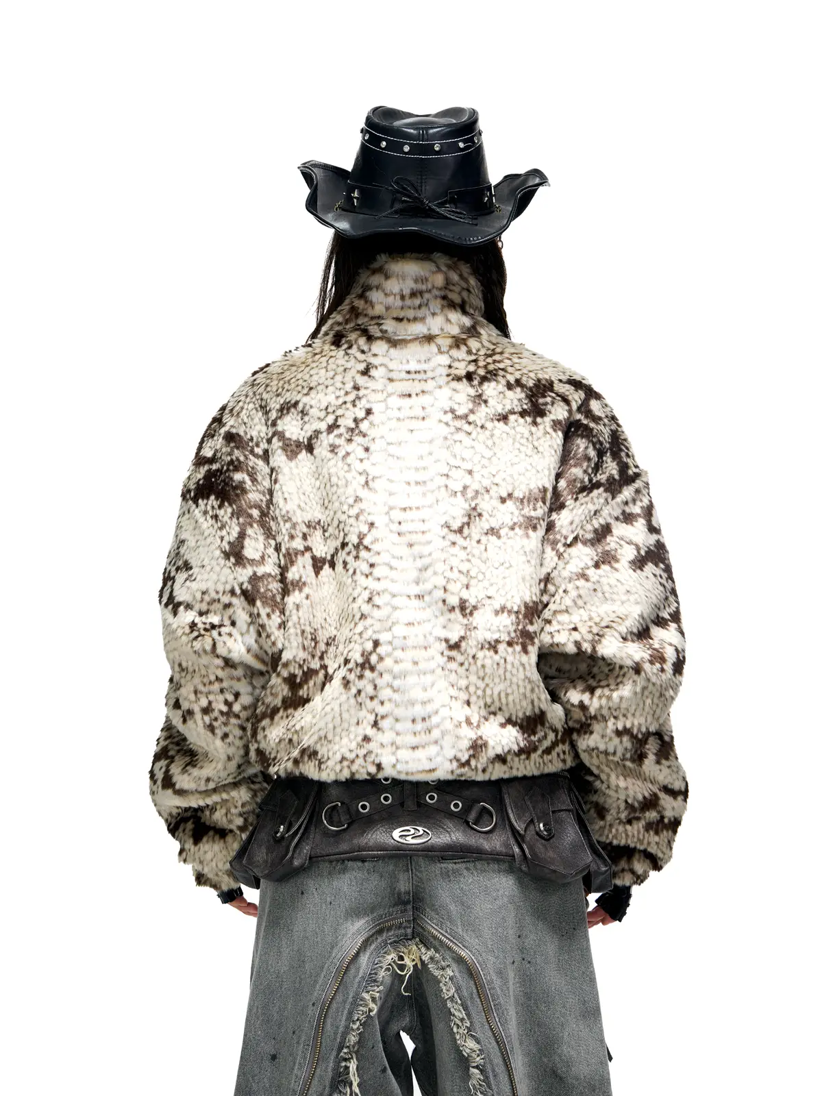 Personsoul Snake Print Faux Fur Jacket - Image 3