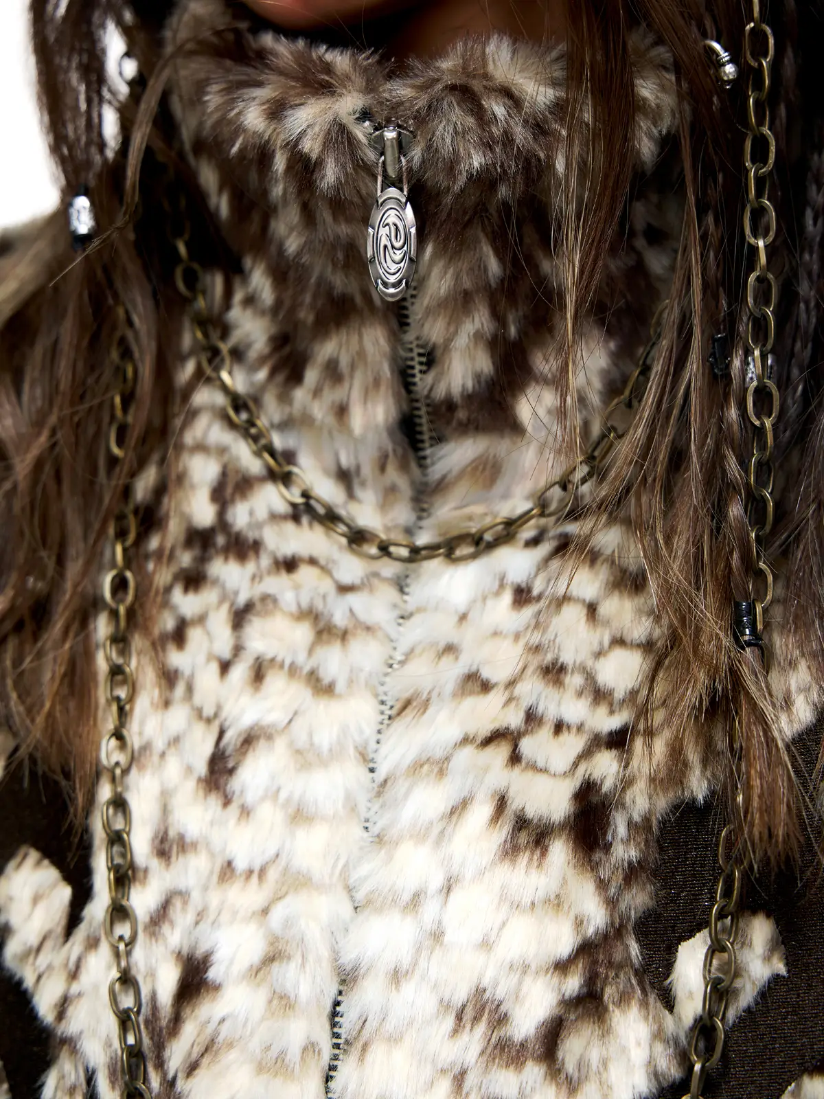 Personsoul Snake Print Faux Fur Jacket - Image 6
