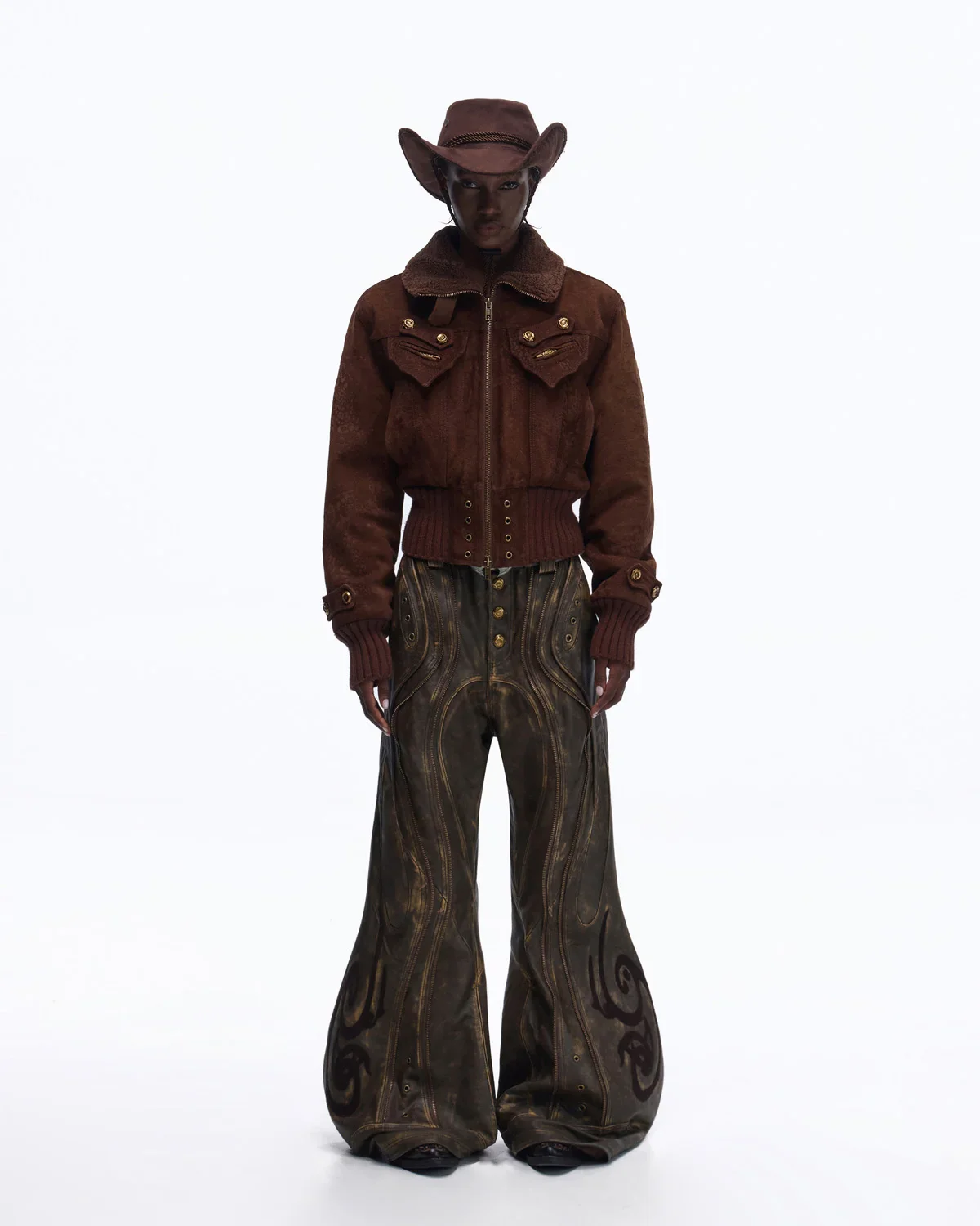 Personsoul Structured Totem Curved-leg Calf Leather Pants(Limited 100 pieces) - Image 12