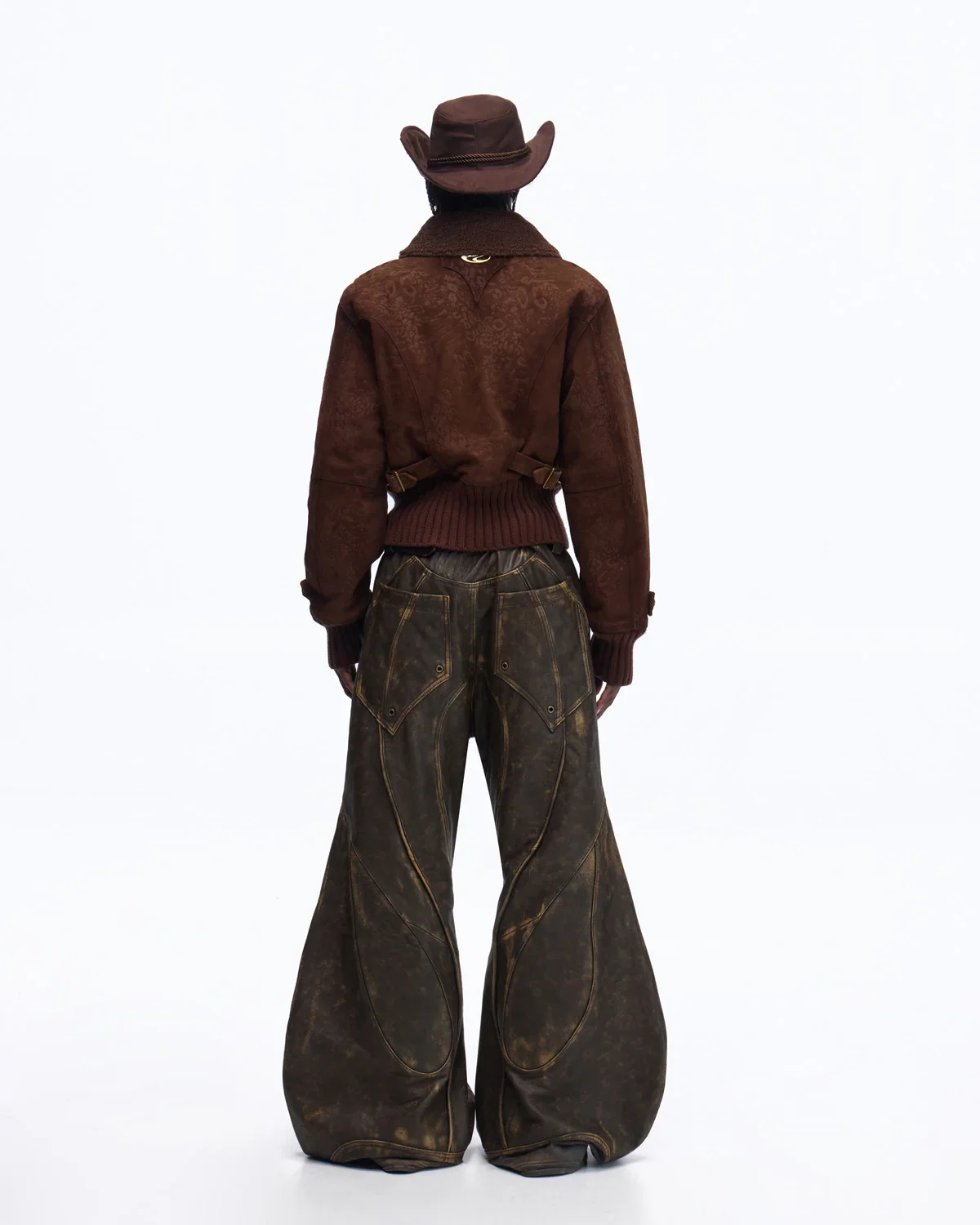 Personsoul Structured Totem Curved-leg Calf Leather Pants(Limited 100 pieces) - Image 14