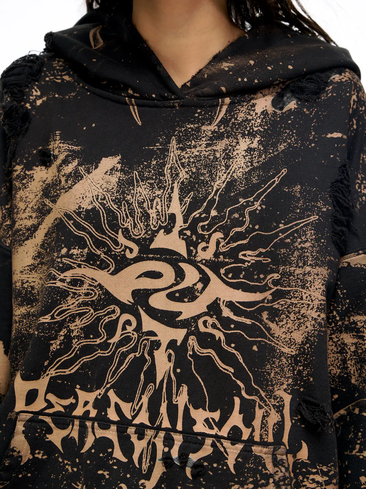 Personsoul Sun Totem Distressed Hoodie - Image 3