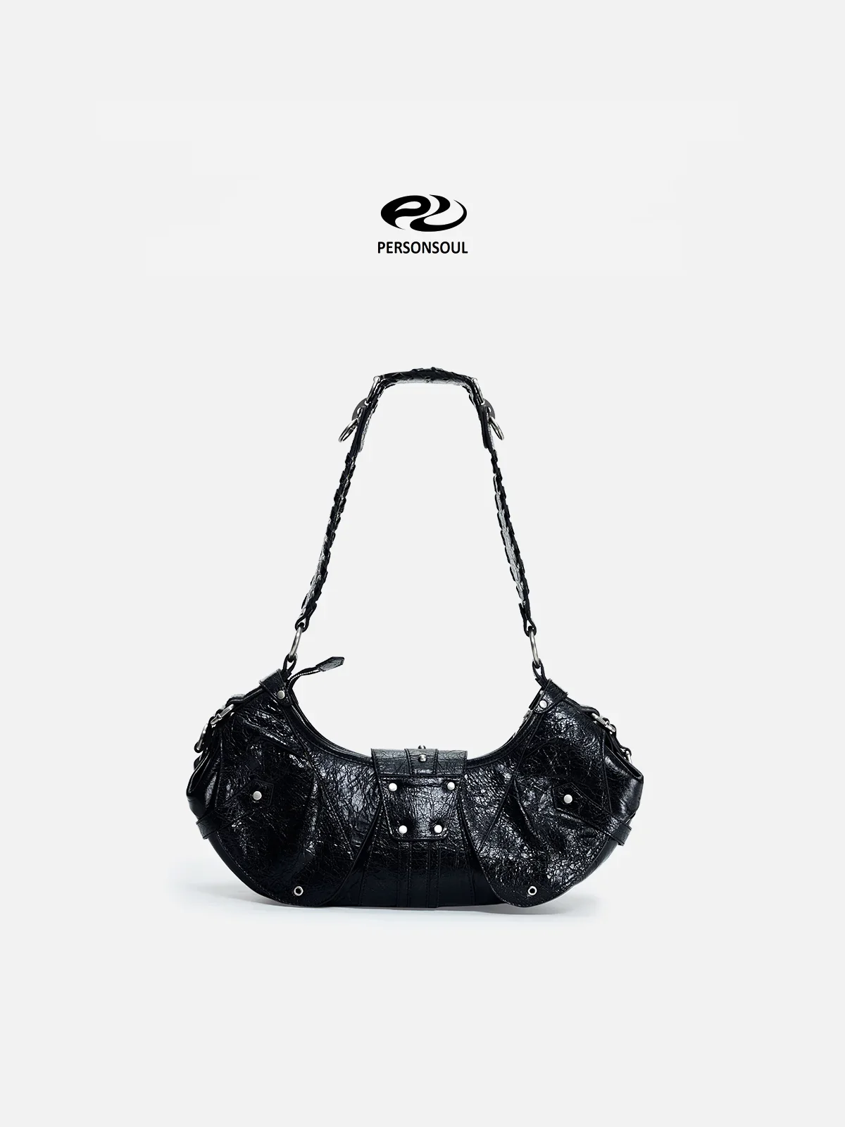 Personsoul Techwear Metal Leather Shoulder Bag - Image 4