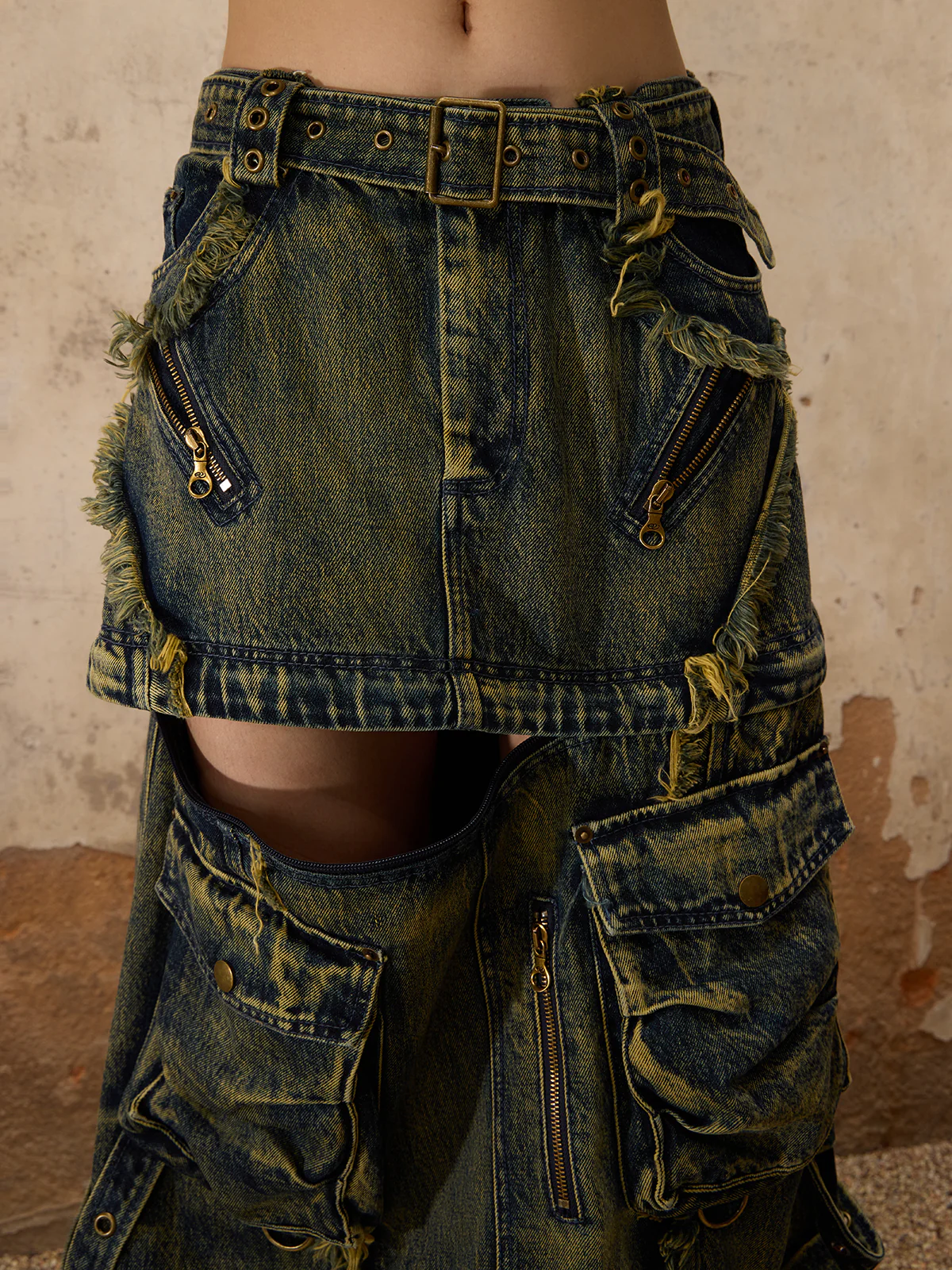 Personsoul Three-Stage Maxi Denim Skirt - Image 8