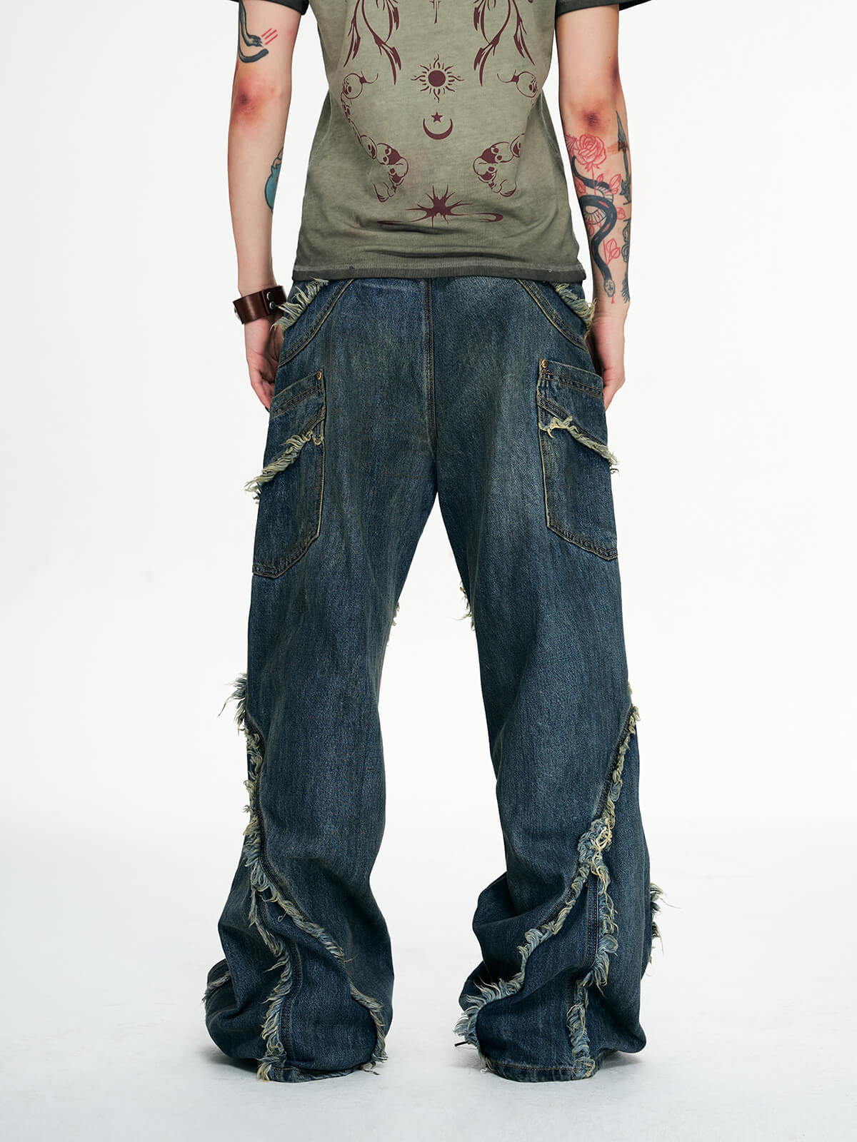 Personsoul Tie-Dye Raw-Edge Baggy Jeans - Image 10