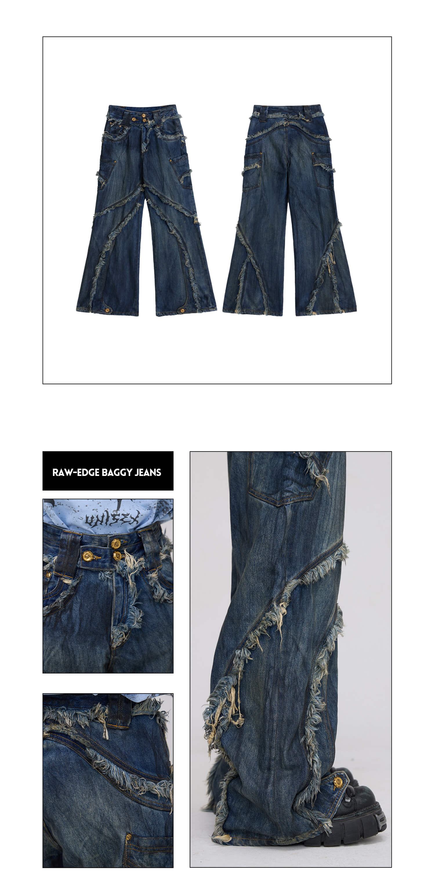 Personsoul Tie-Dye Raw-Edge Baggy Jeans - Image 12