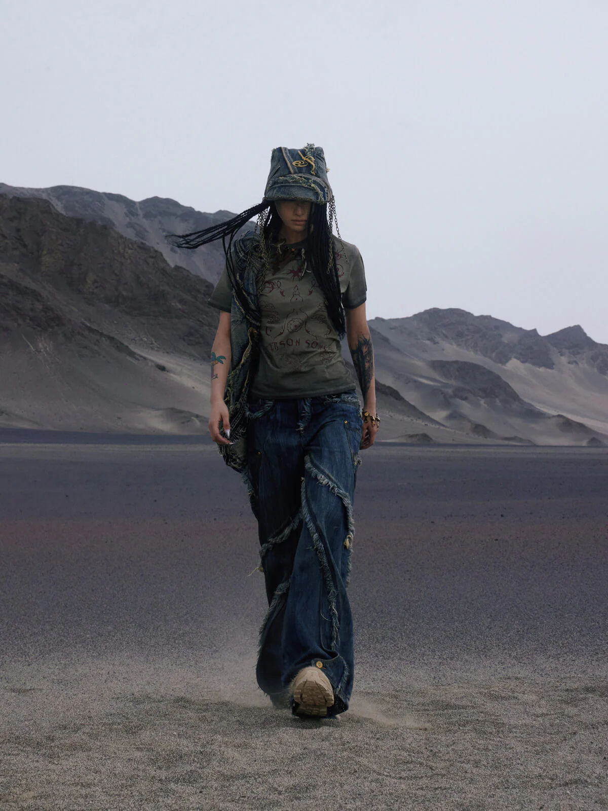 Personsoul Tie-Dye Raw-Edge Baggy Jeans - Image 6