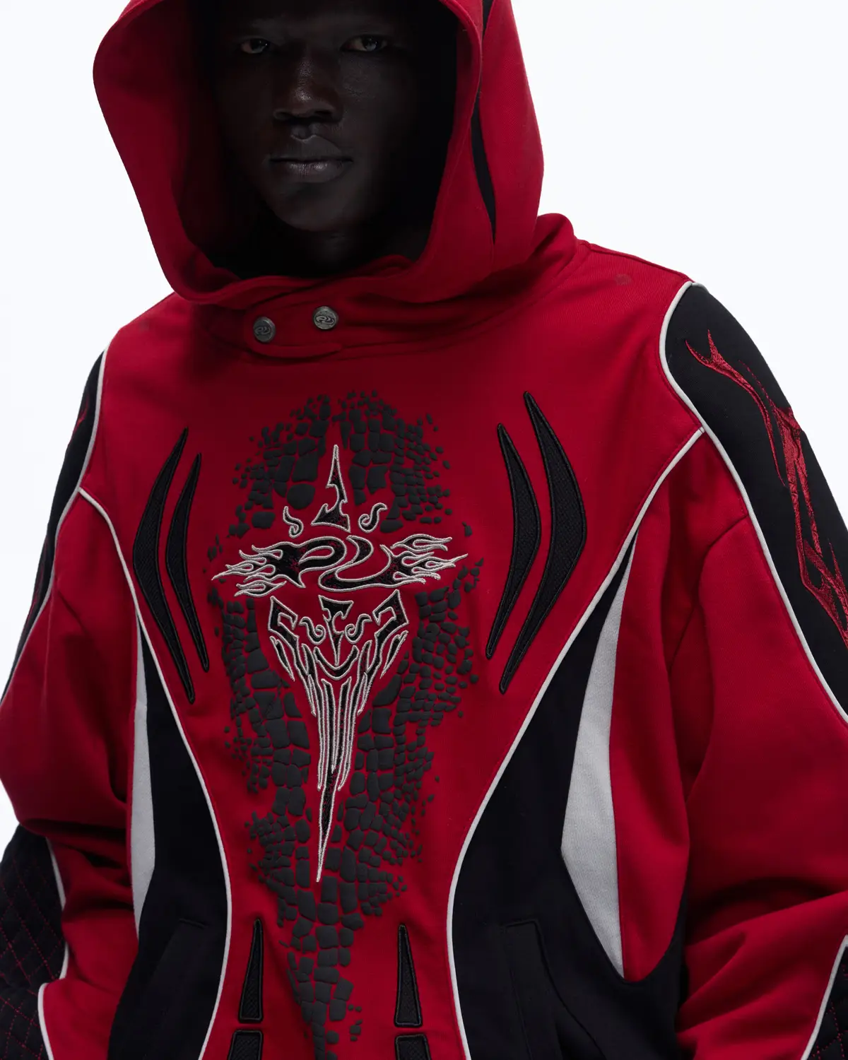 Personsoul Totem Color-Block Racing Hoodie - Image 3