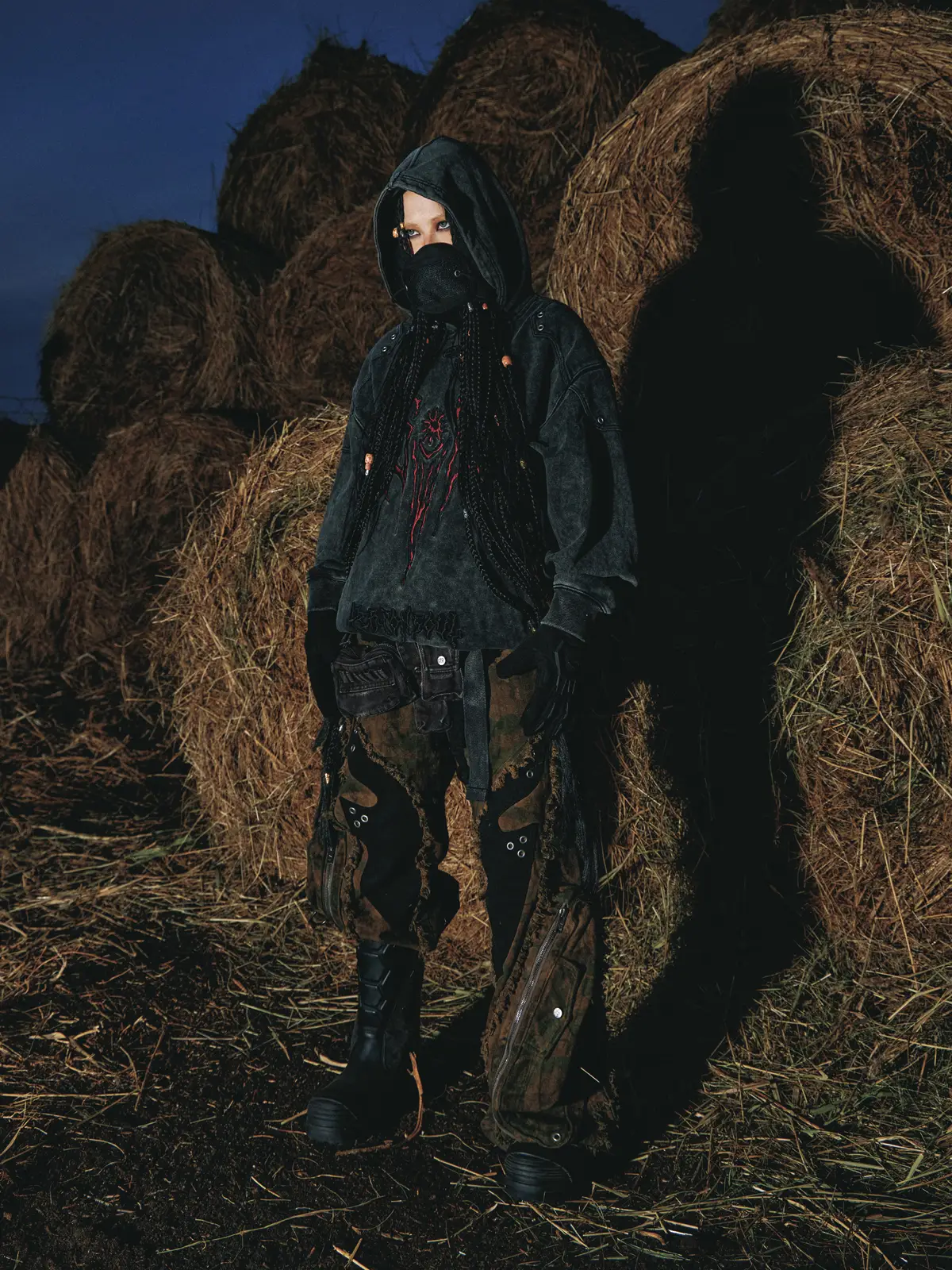 Personsoul Totem Embroidered Washed Hoodie - Image 13