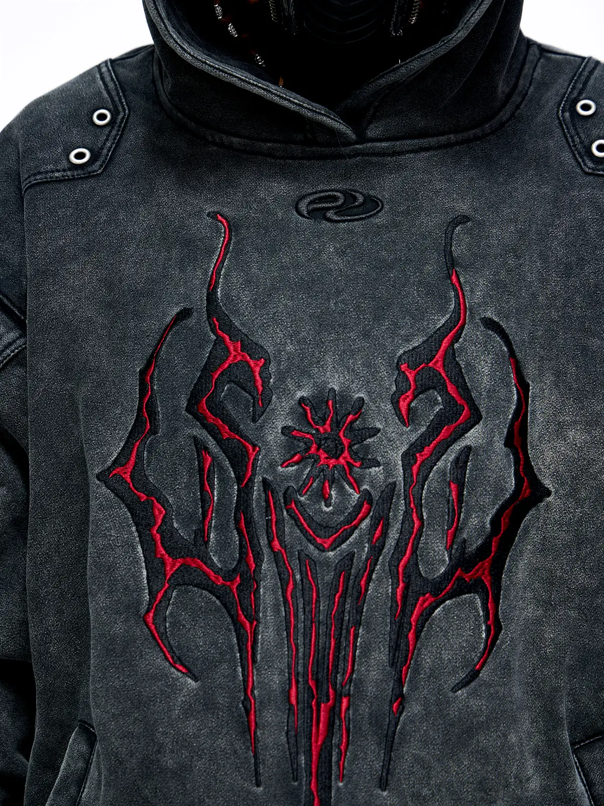 Personsoul Totem Embroidered Washed Hoodie - Image 6