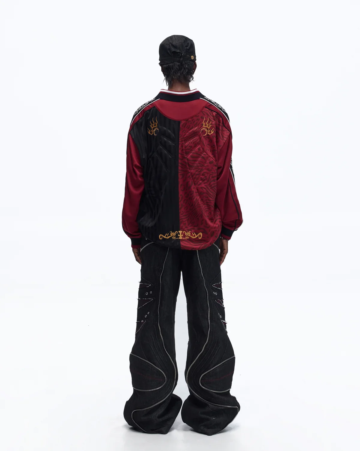 Personsoul Tribal-Animal Print Patchwork Shirt In Red - Image 6