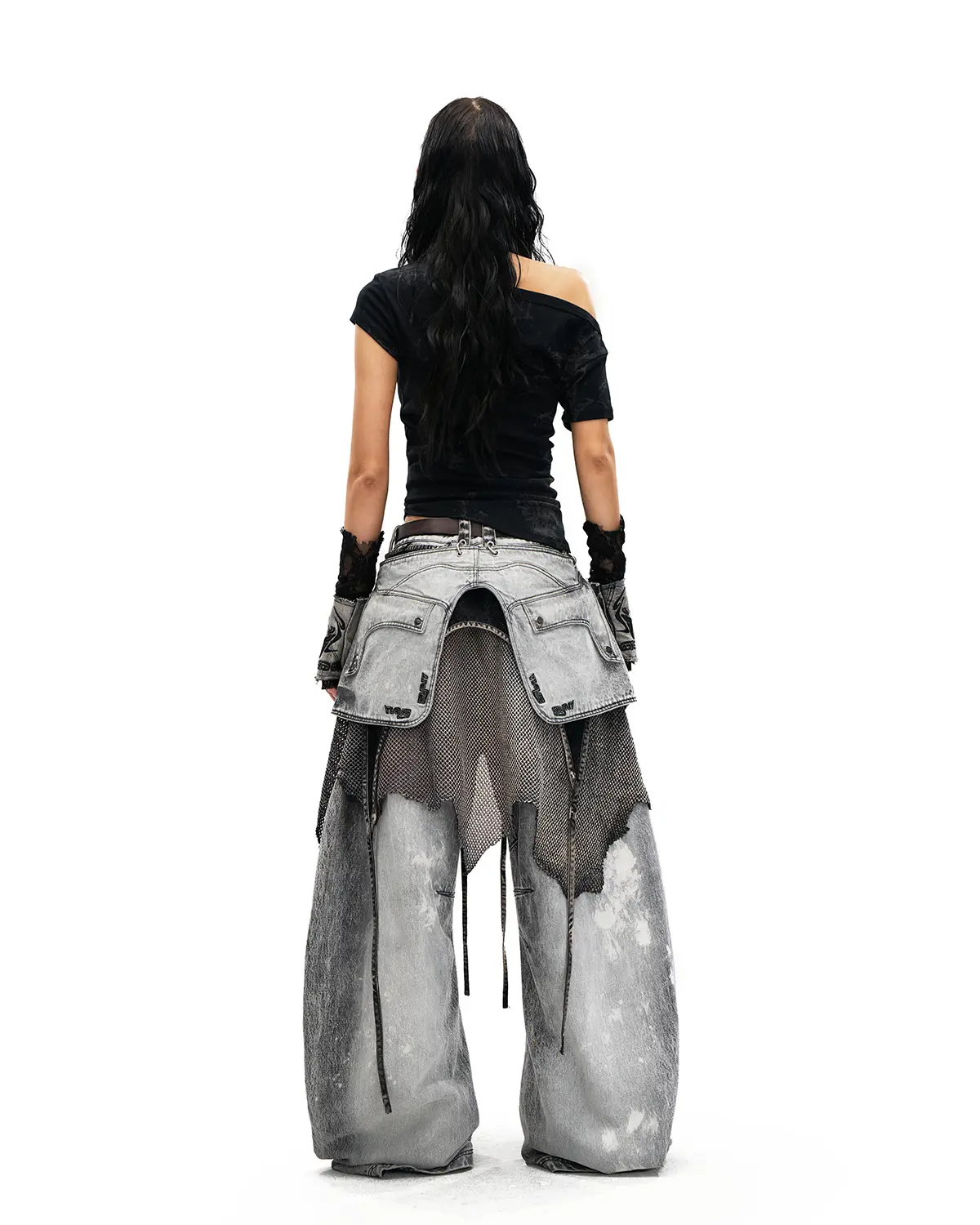 Personsoul Vintage Detachable Panel Curved-Leg Denim Jeans(5 in 1) - Image 12