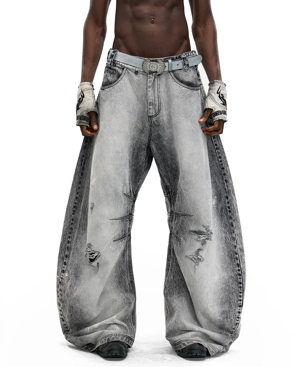 Personsoul Vintage Detachable Panel Curved-Leg Denim Jeans(5 in 1) - Image 2