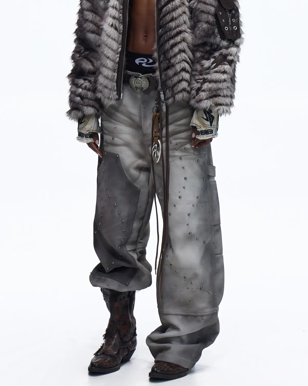 Personsoul Water-Dyed Cowhide Mythical Beast Western Boots - Image 7