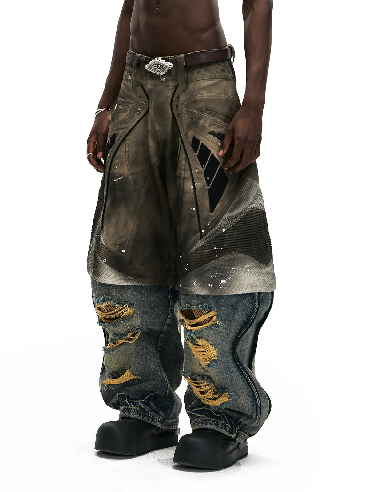 Personsoul Wavy Detachable Racing Denim Jeans - Image 4