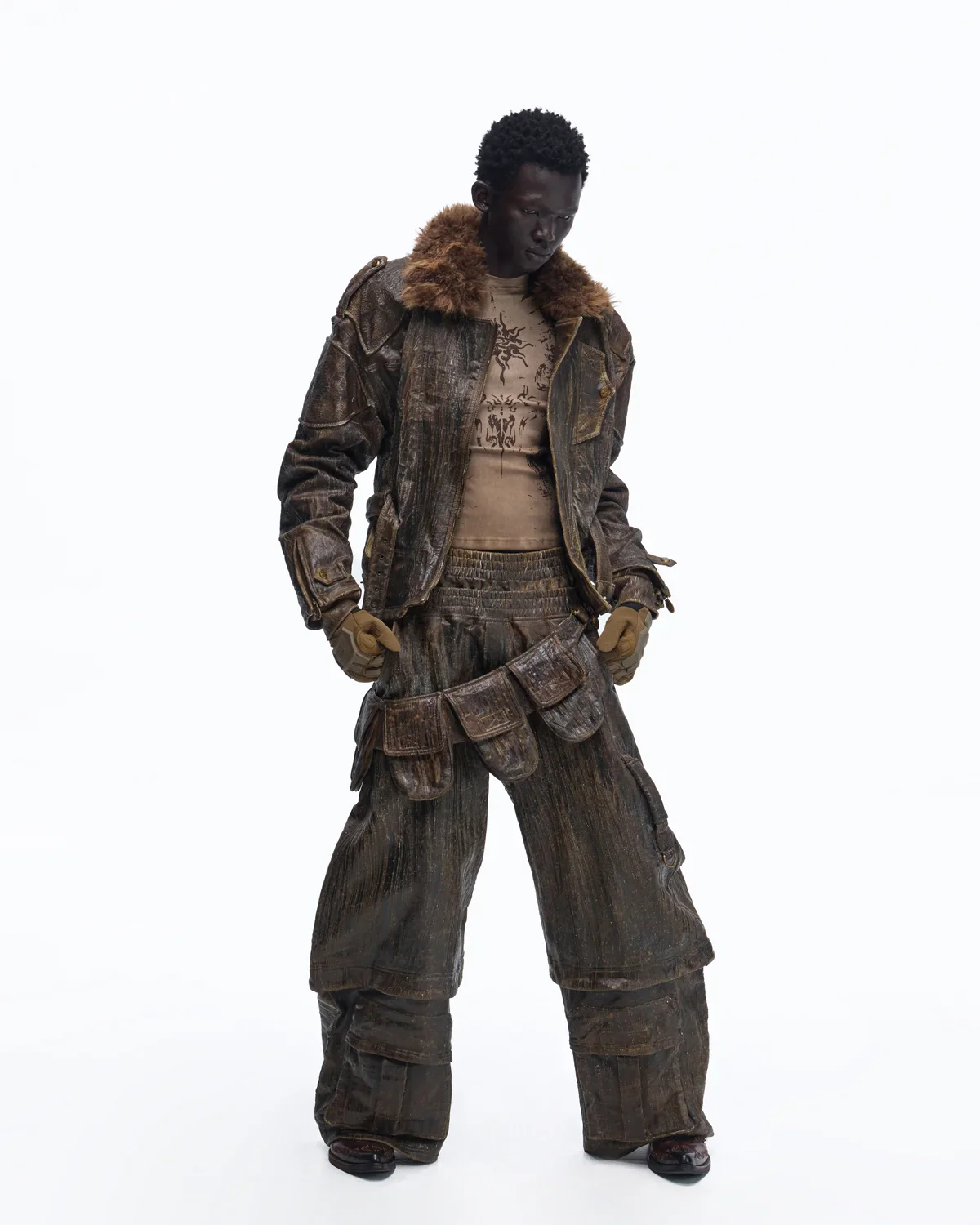Personsoul Waxed Vintage Double-Waist Cargo Pants(Limited  100 pieces) - Image 7