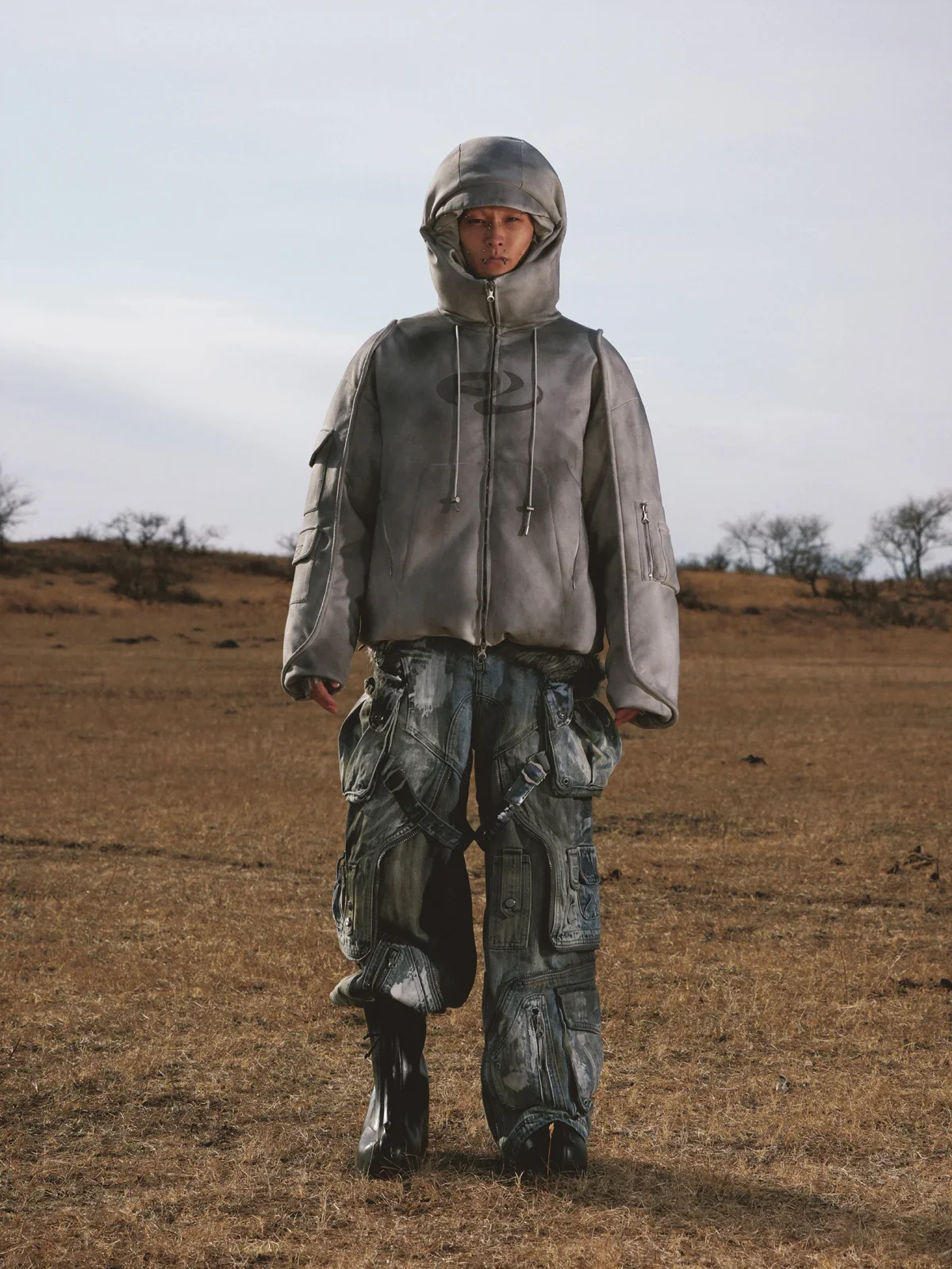Personsoul White Stain Graffiti Cargo Pants - Image 11