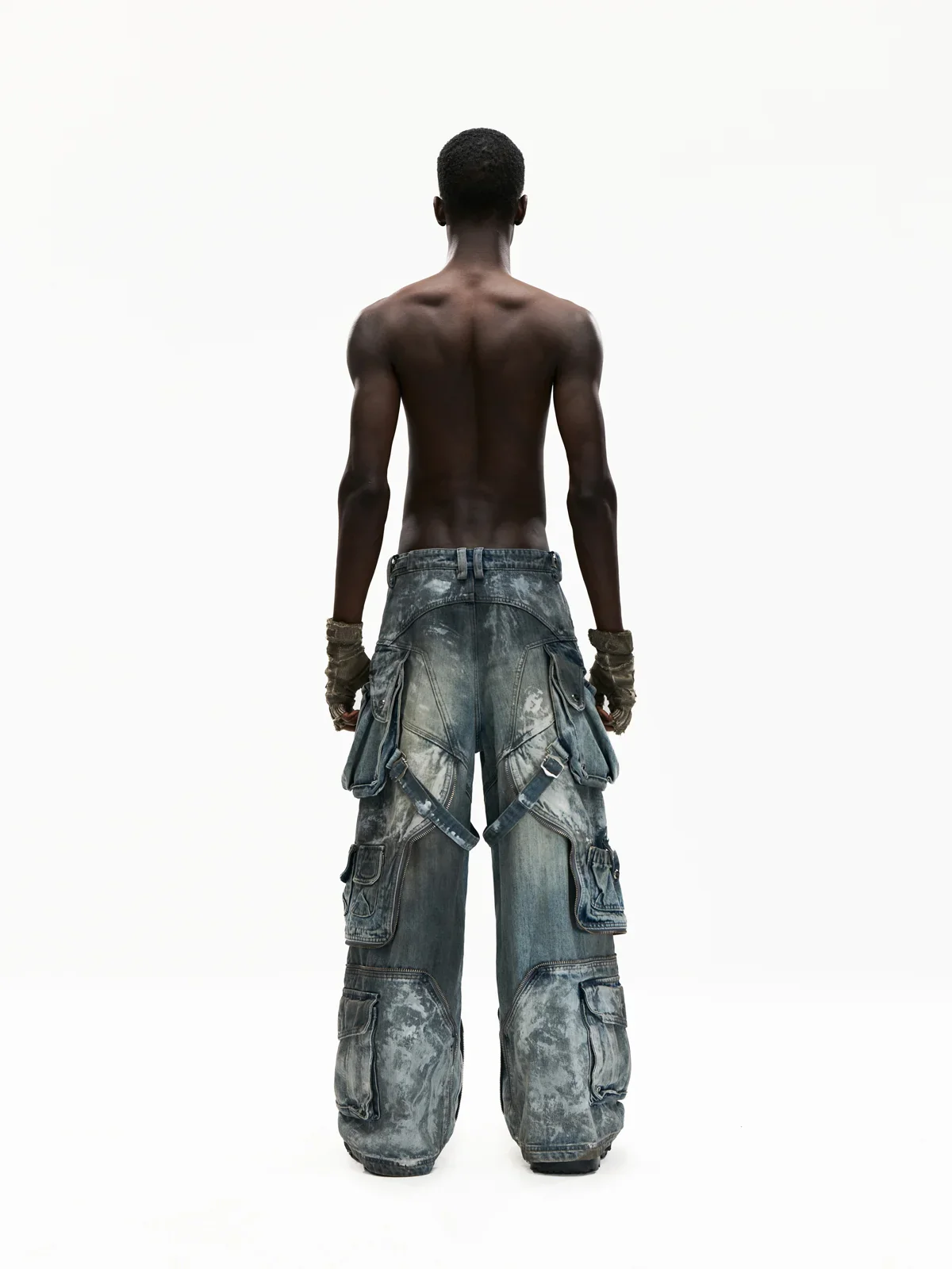 Personsoul White Stain Graffiti Cargo Pants - Image 6